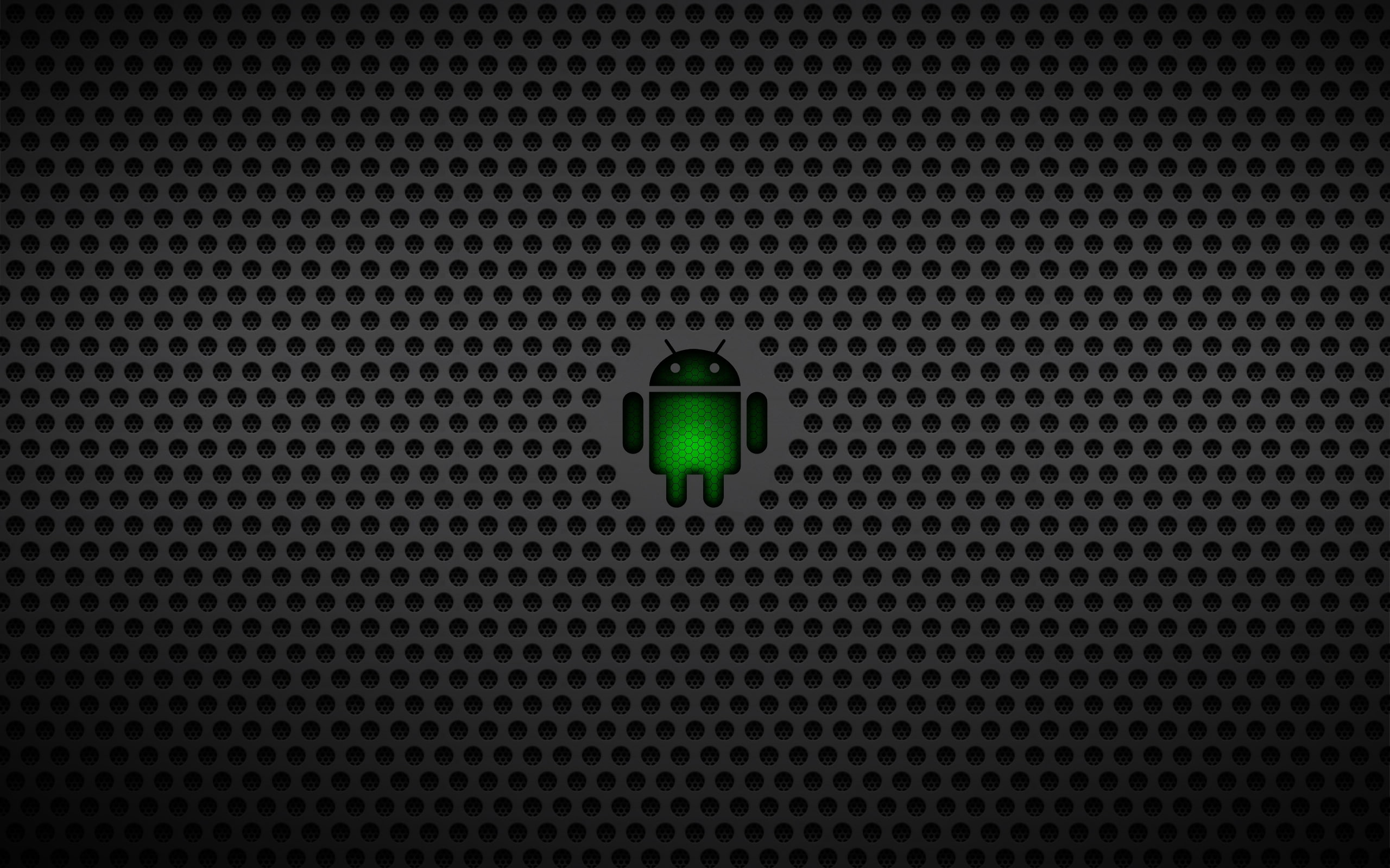 background, android, android logo, black, textured, 2K, HD Wallpaper