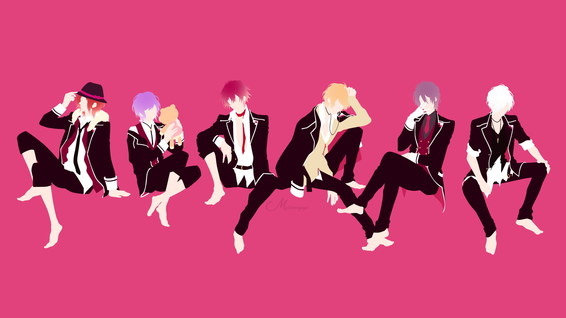 Anime, Diabolik Lovers, Shu Sakamaki, Laito Sakamaki, Subaru Sakamaki, Minimalist, 1080P, Vector, Reiji Sakamaki, Kanato Sakamaki, Ayato Sakamaki, HD Wallpaper