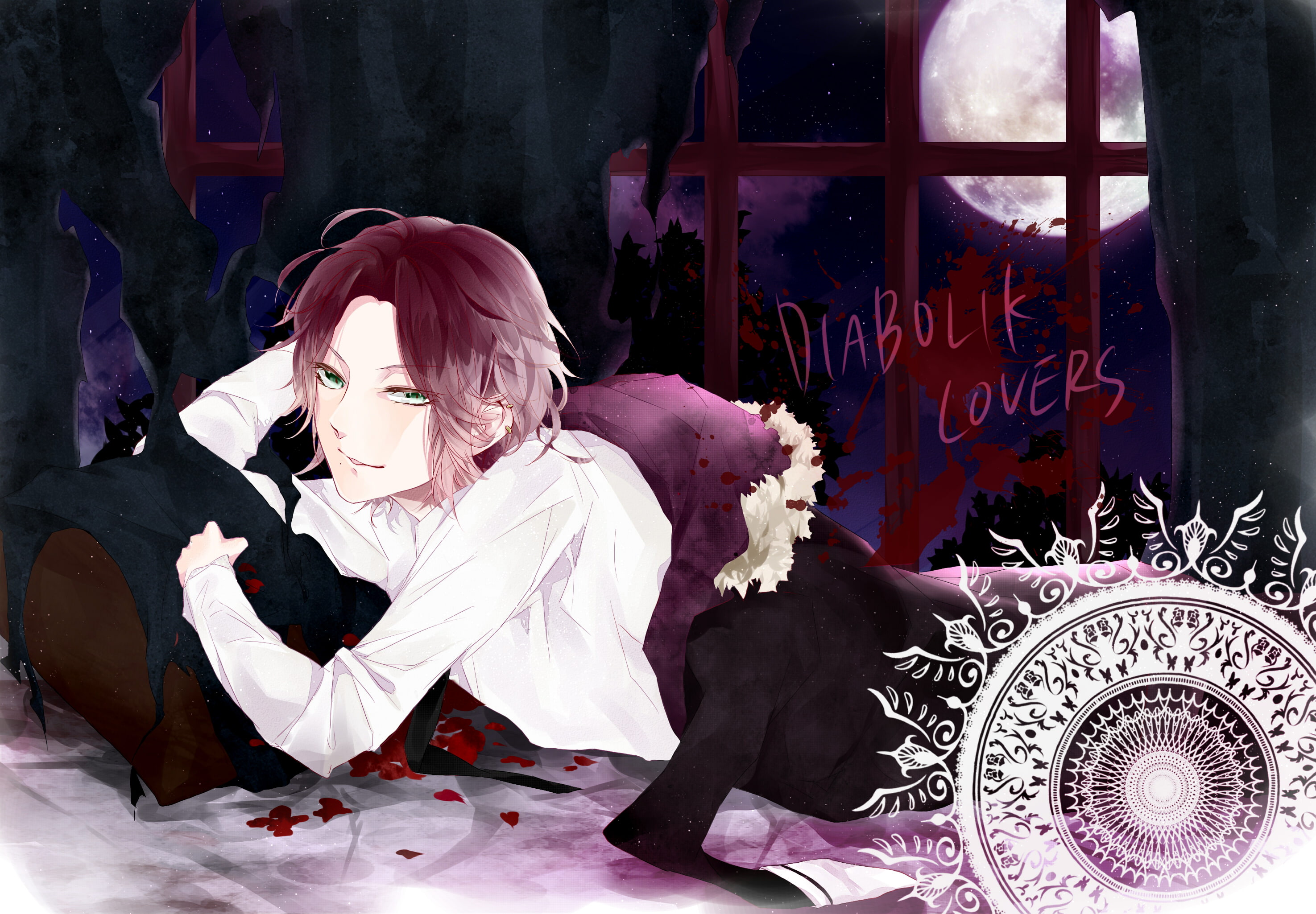 Anime, Moon, Laito Sakamaki, Green Eyes, Vampire, 2K, Diabolik Lovers, Night, HD Wallpaper