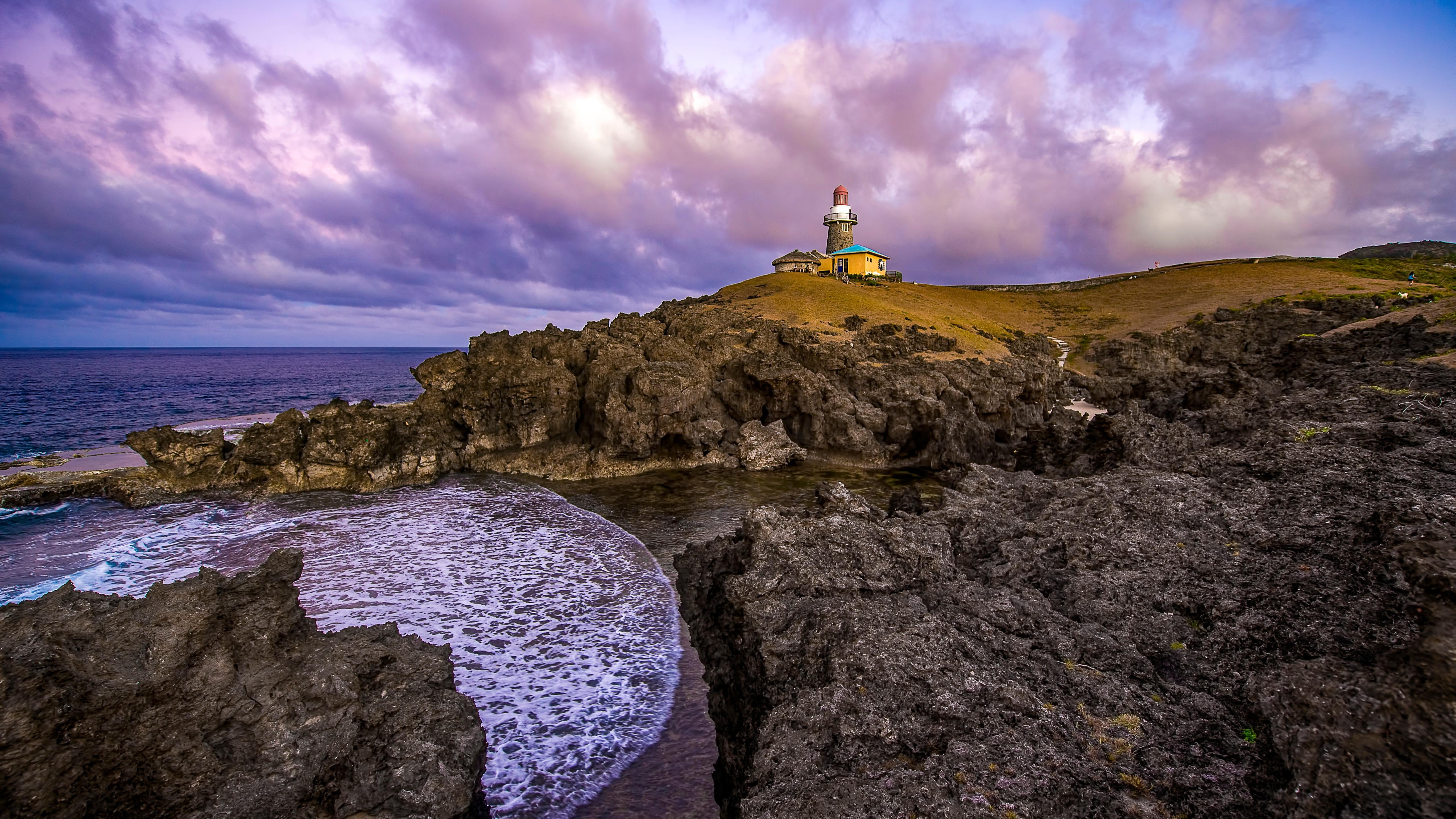 rock formation, cloud - sky, outdoors, adventure, sea, guidance, landscape, batanes island, beach, photography, waves, clouds, basco lighthouse, nikon, HD Wallpaper