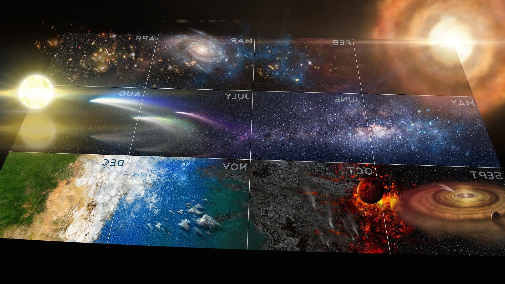 astronomy, composite image, orbiting, light - natural phenomenon, lens flare, creativity, 1080P, illuminated, performance, planet - space, sky, no people, HD Wallpaper