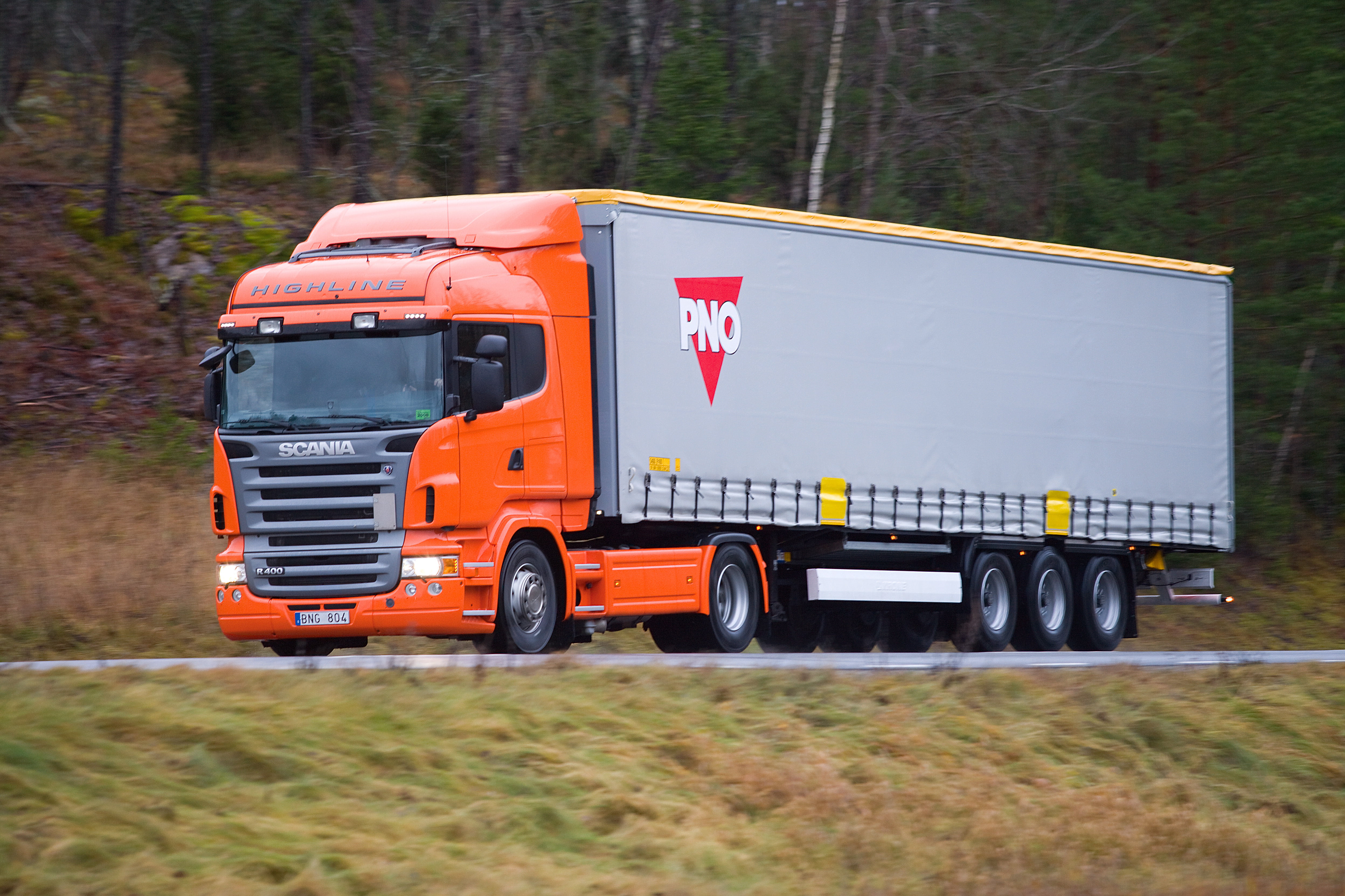 orange color, Trailer, land Vehicle, industry, emergency services occupation, multiple Lane Highway, semi-Truck, Tractor, cargo Container, uSA, Highline, HD Wallpaper