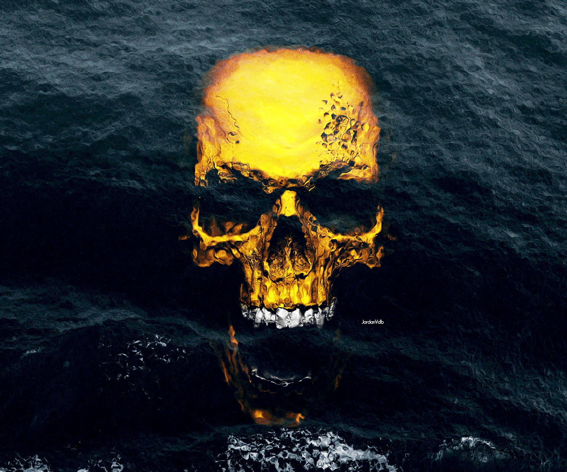 pacific, pacific ocean, skull, ocean, gold, 1080P, HD Wallpaper
