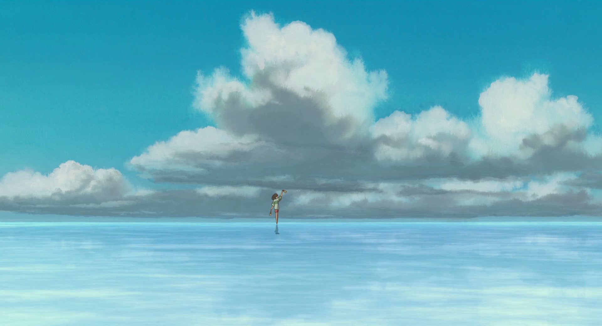 tranquility, environment, animal, horizon over water, water, Spirited Away, 1080P, sky, Movie, scenics - nature, horizon, day, cloud - sky, beauty in nature, HD Wallpaper