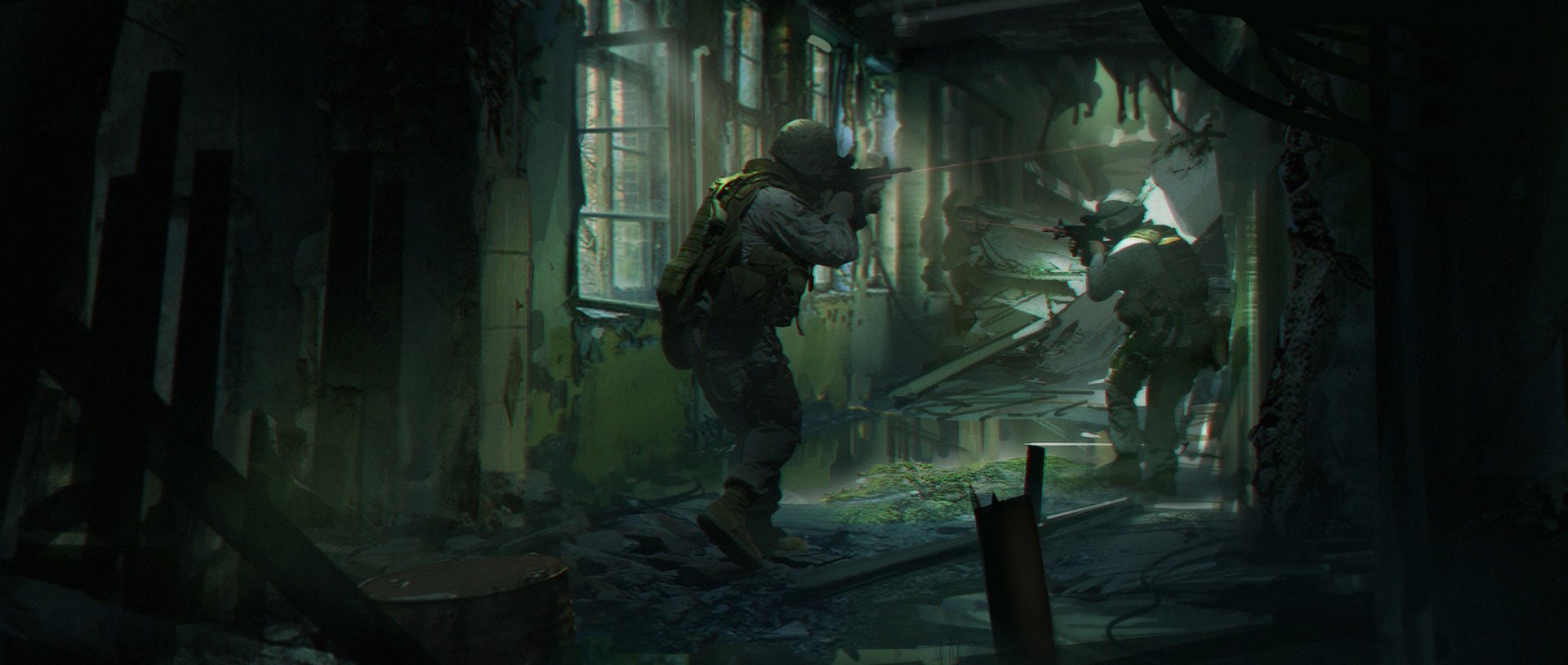 Soldier, Gun, 1080P, Warzone, Military, Artistic, Dark, Ruin, Light, HD Wallpaper