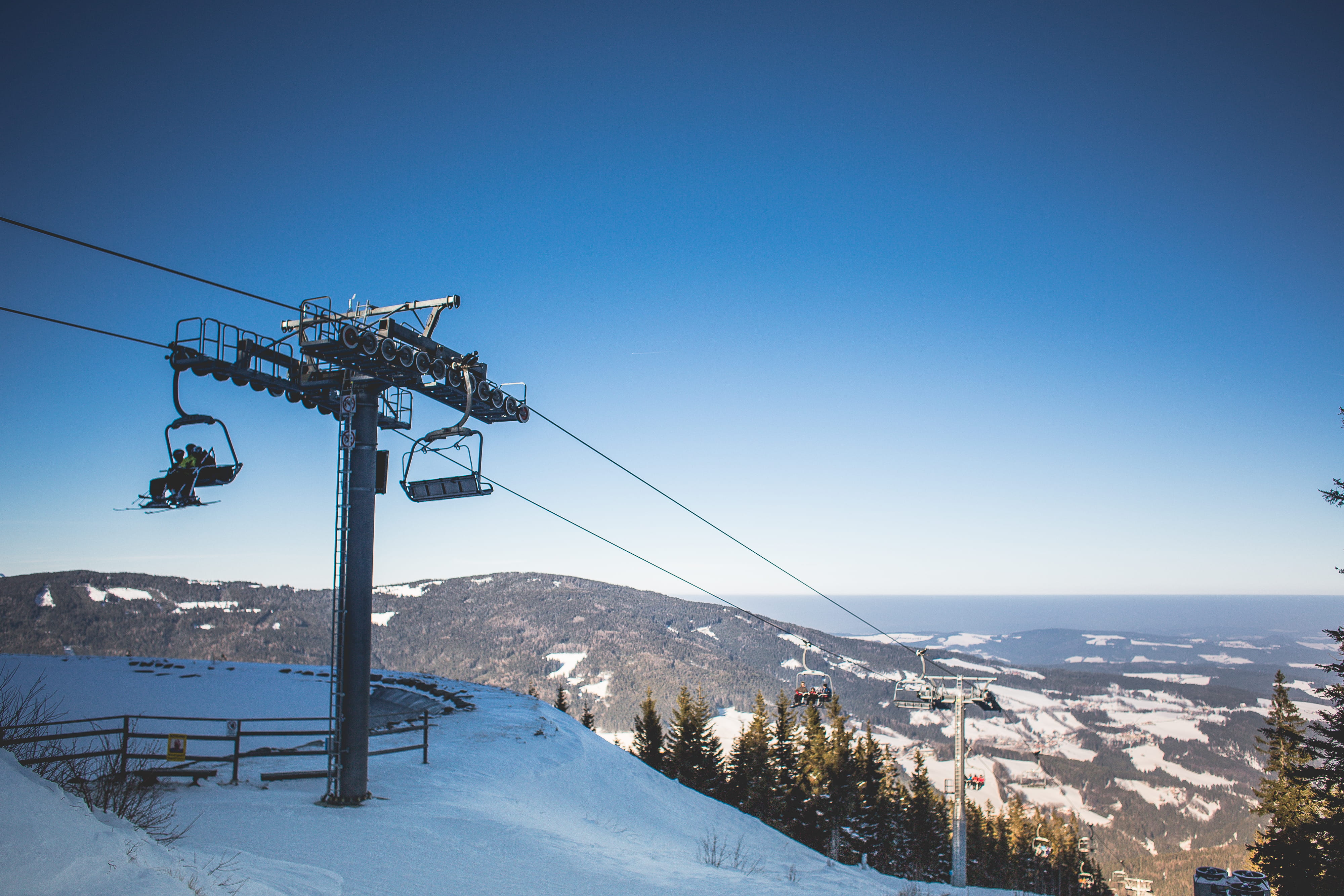 no people, sport, snow, environment, 4K, day, ski, blue, panorama, cable, landscape, ski Slope, cold - Temperature, hills, lift, cold, mountain Range, HD Wallpaper