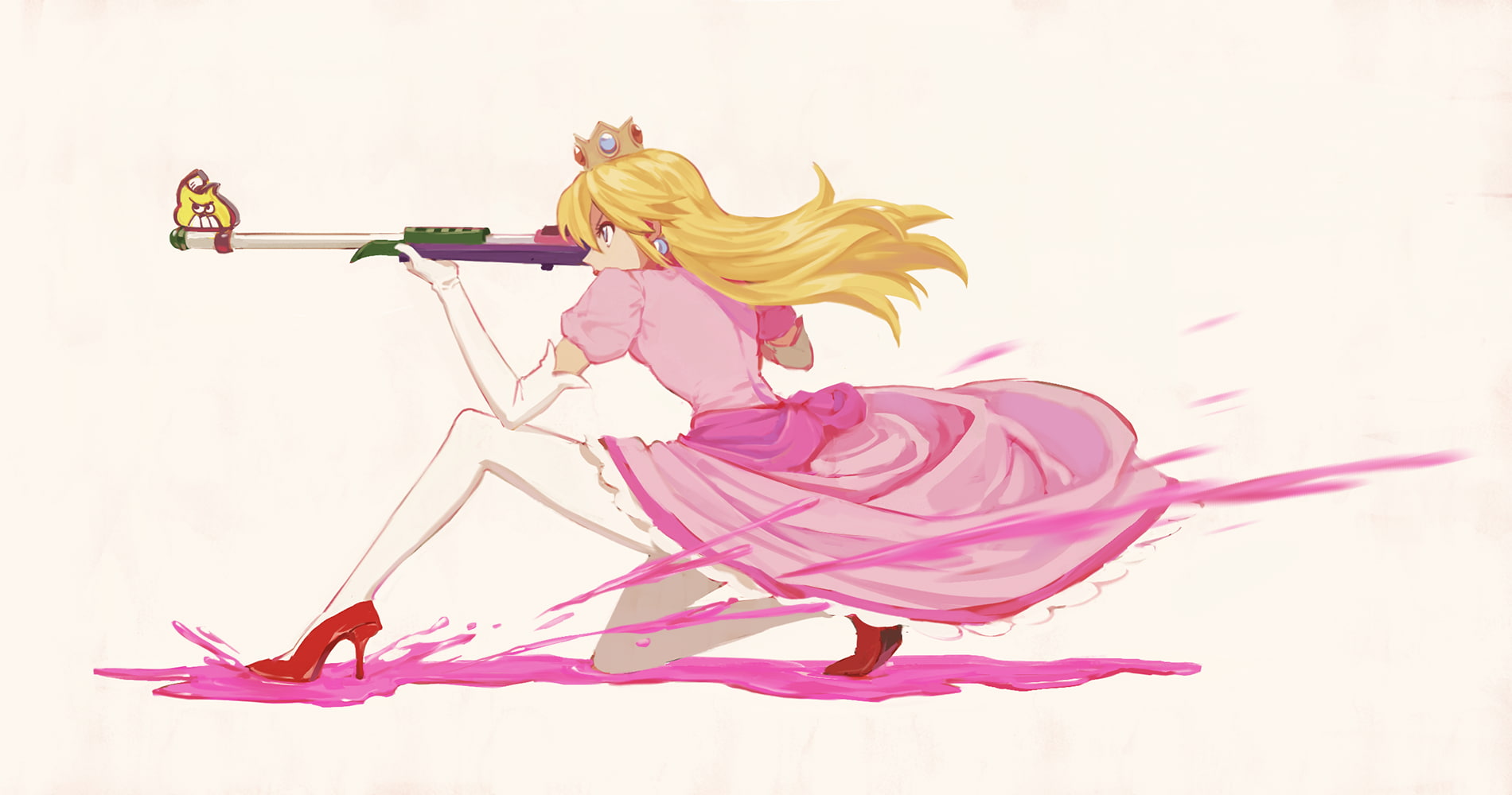 Princess Peach, Peach, girls with guns, 720P, HD Wallpaper