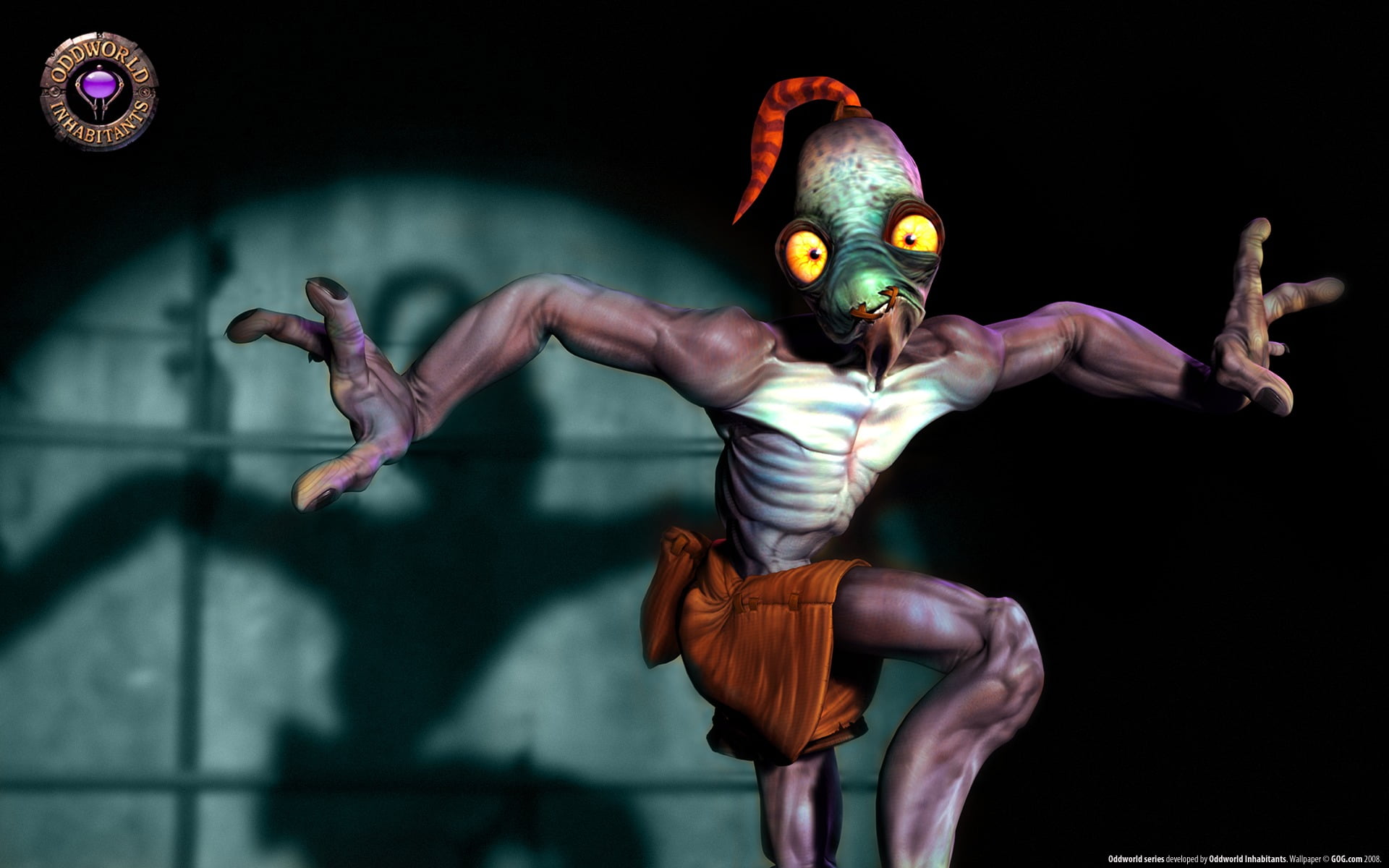 aliens, black background, dancing, front view, skill, human arm, motion, Oddworld, Oddworld: Abes Oddysee, full length, playing, digital composite, representation, HD Wallpaper