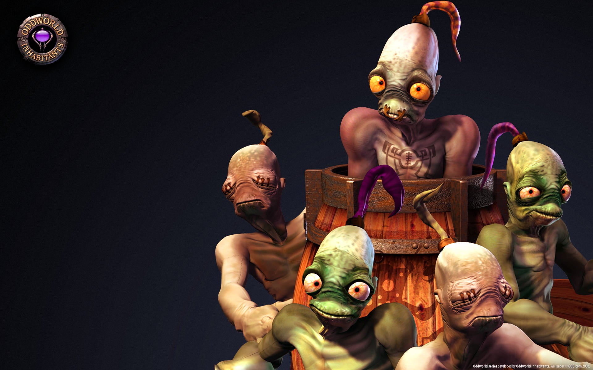 Oddworld, aliens, antique, video games, creativity, statue, belief, representation, religion, sculpture, history, architecture, spirituality, indoors, 1080P, HD Wallpaper