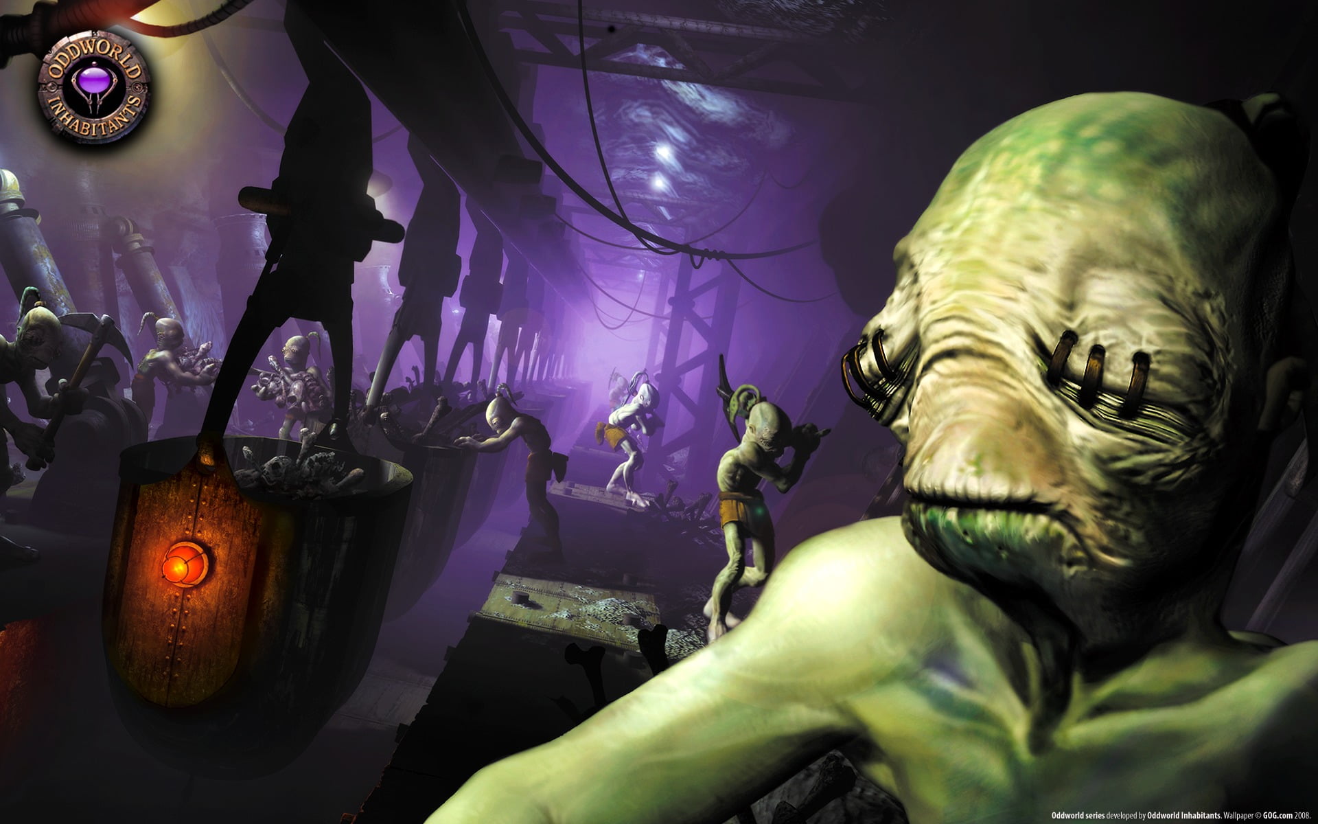 ornate, aliens, close-up, no people, male likeness, representation, sculpture, Oddworld: Abes Oddysee, plant, celebration, human representation, nature, HD Wallpaper
