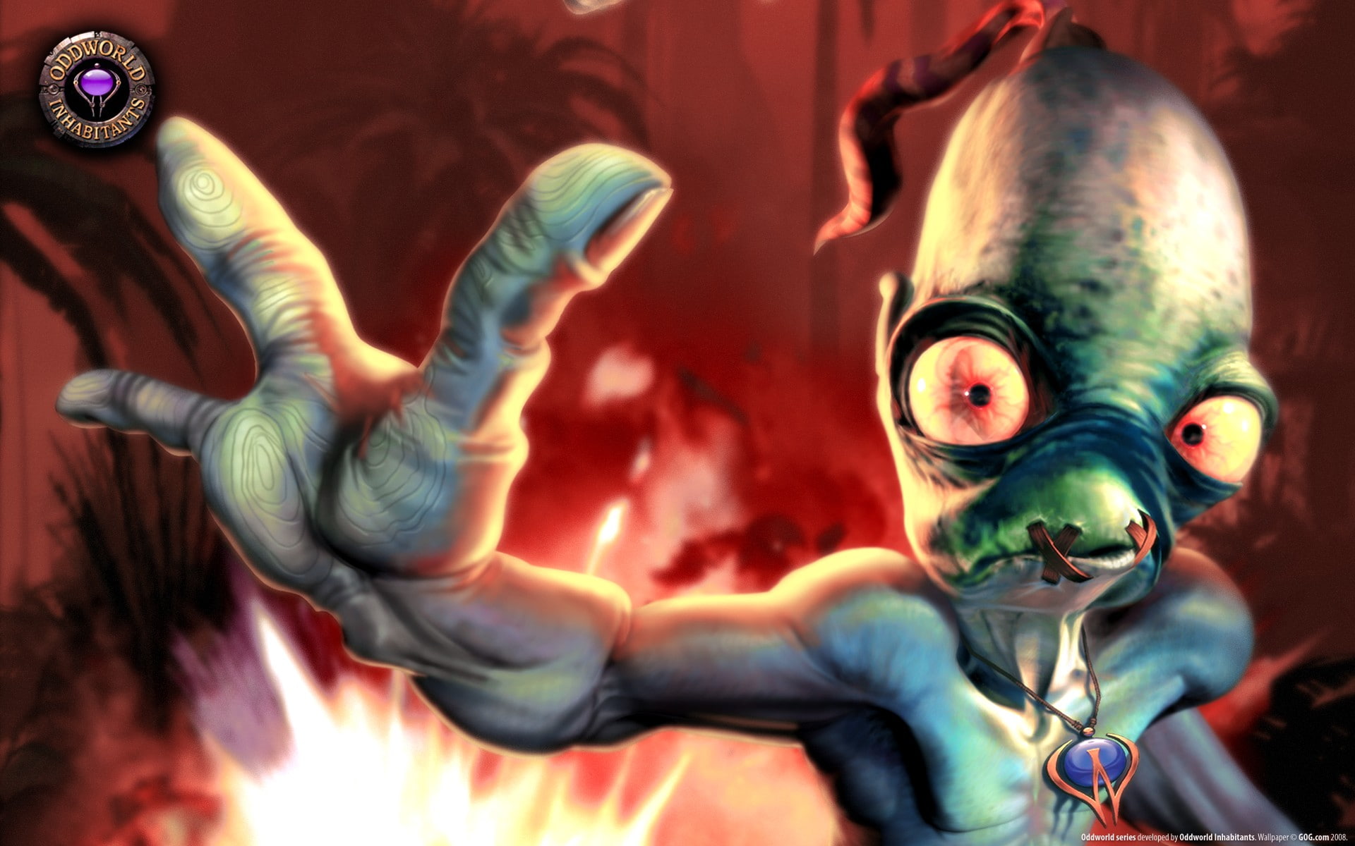 Oddworld: Abes Oddysee, Oddworld, illuminated, arts culture and entertainment, men, Aliens, toy, people, art and craft, focus on foreground, close-up, body part, HD Wallpaper