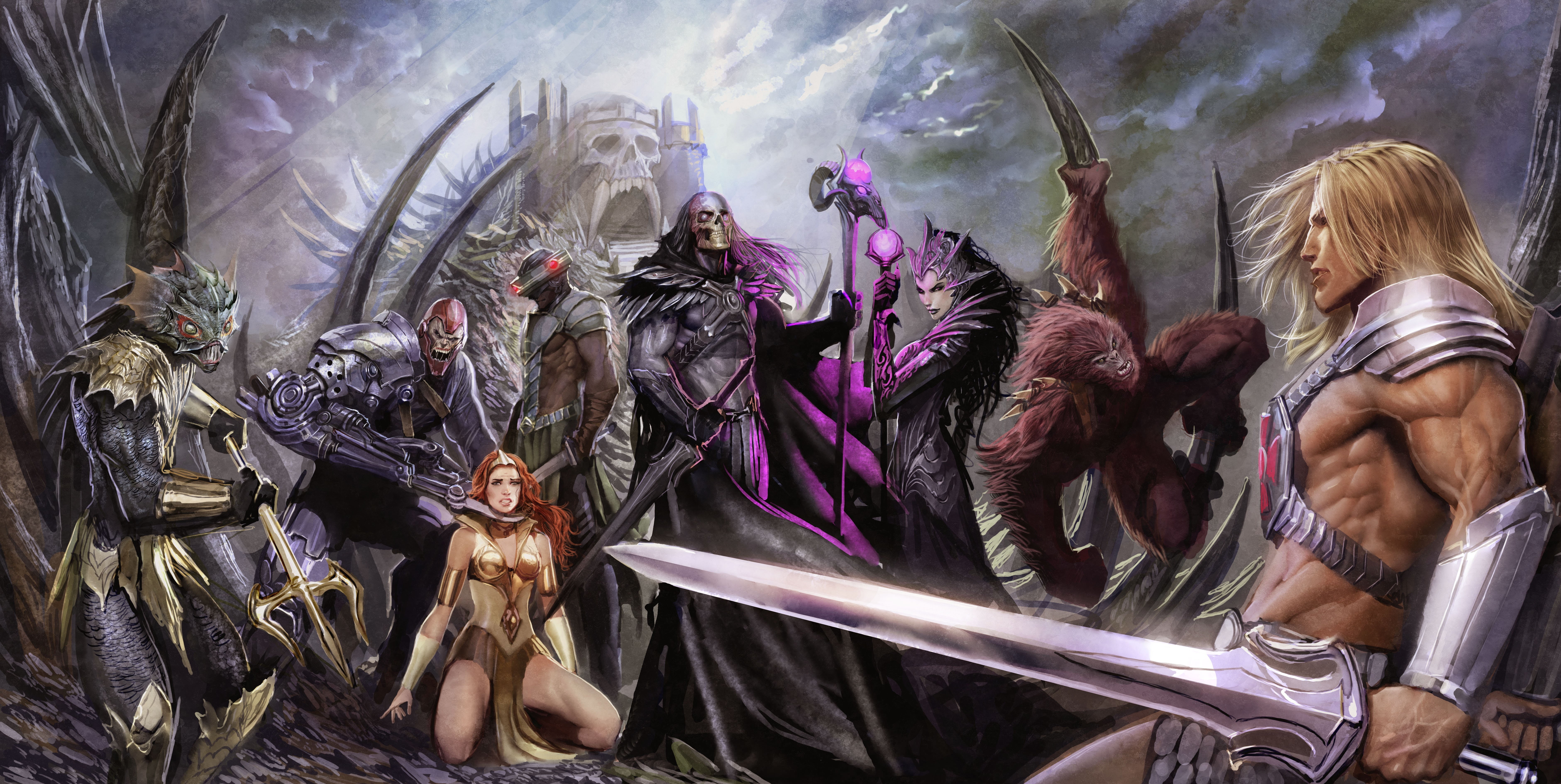 creatures, art, 5K, muscle, weapons, prisoner, warrior, fiction, girl, shield, sword, HD Wallpaper