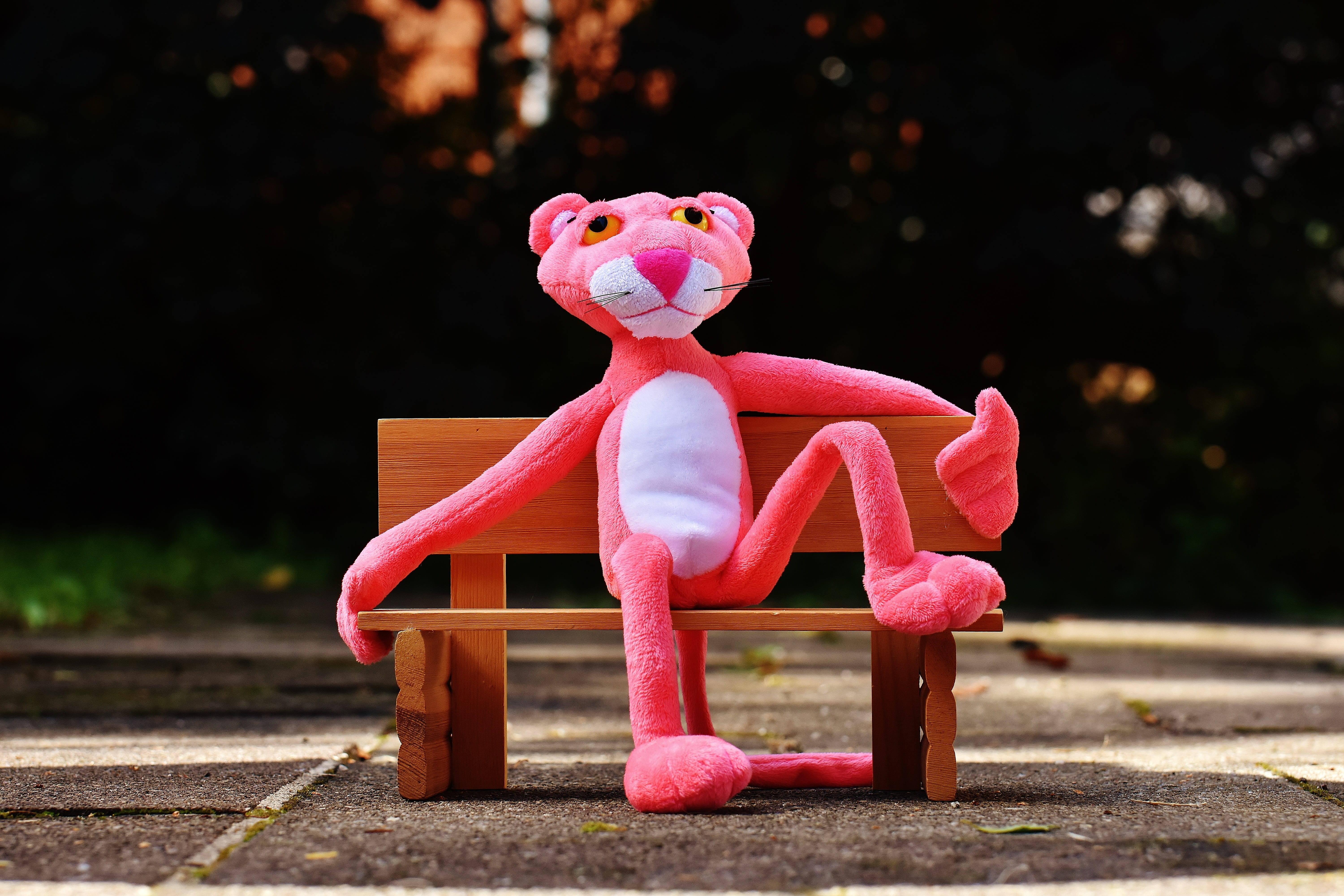 red, plush, sculpture, representation, bank, human representation, pink panther, creativity, outdoors, rest, no people, day, focus on foreground, art and craft, HD Wallpaper