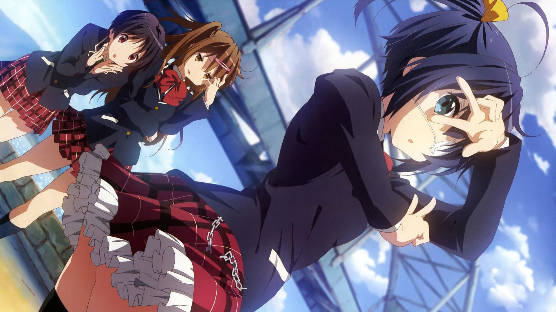 men, young women, digital, characters, cooperation, suit, Nibutani Shinka, three, women, anime, school, female, school uniform, young adult, front view, HD Wallpaper