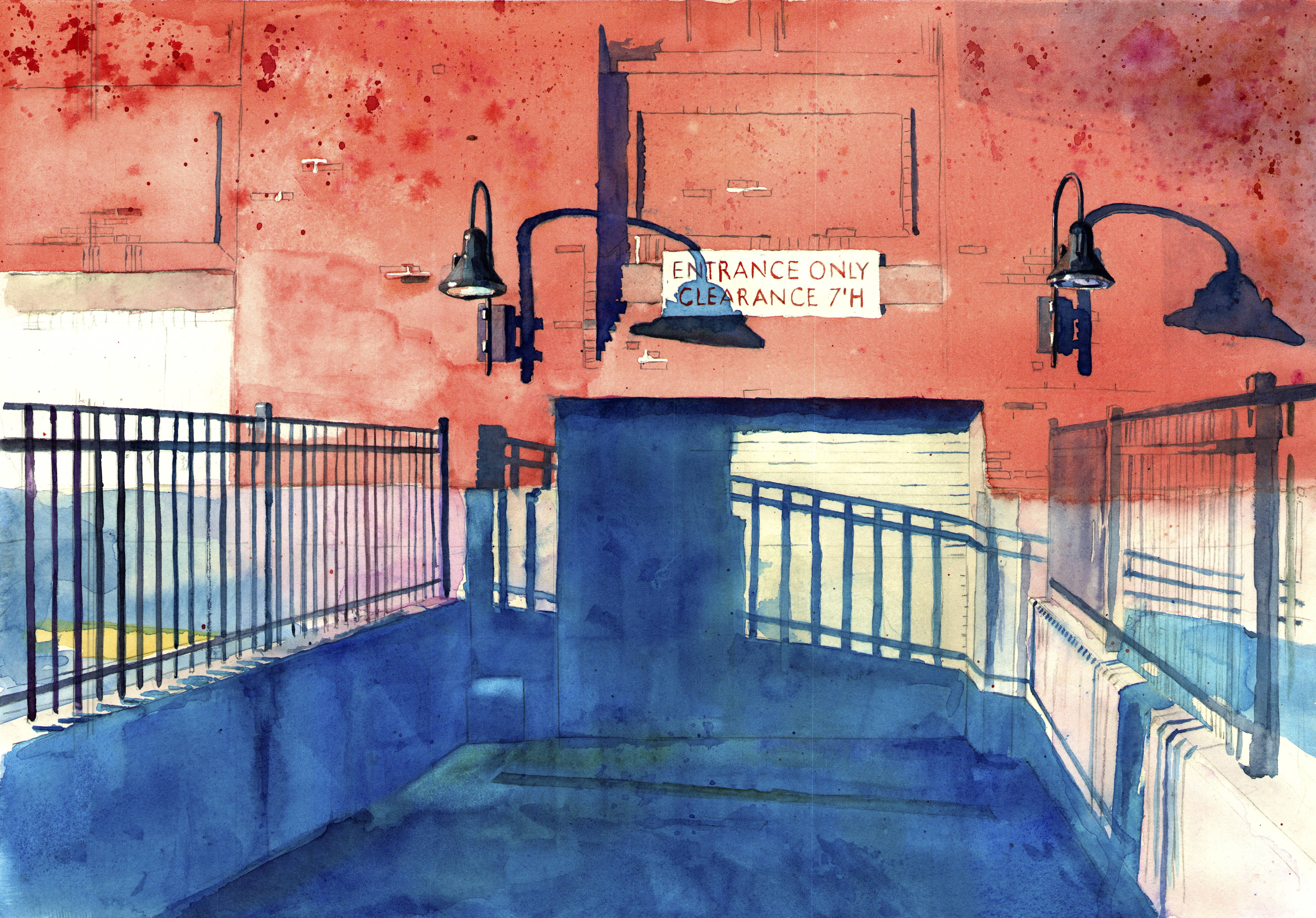building, artwork, watercolor, 5K, Traditional Artwork, red, HD Wallpaper