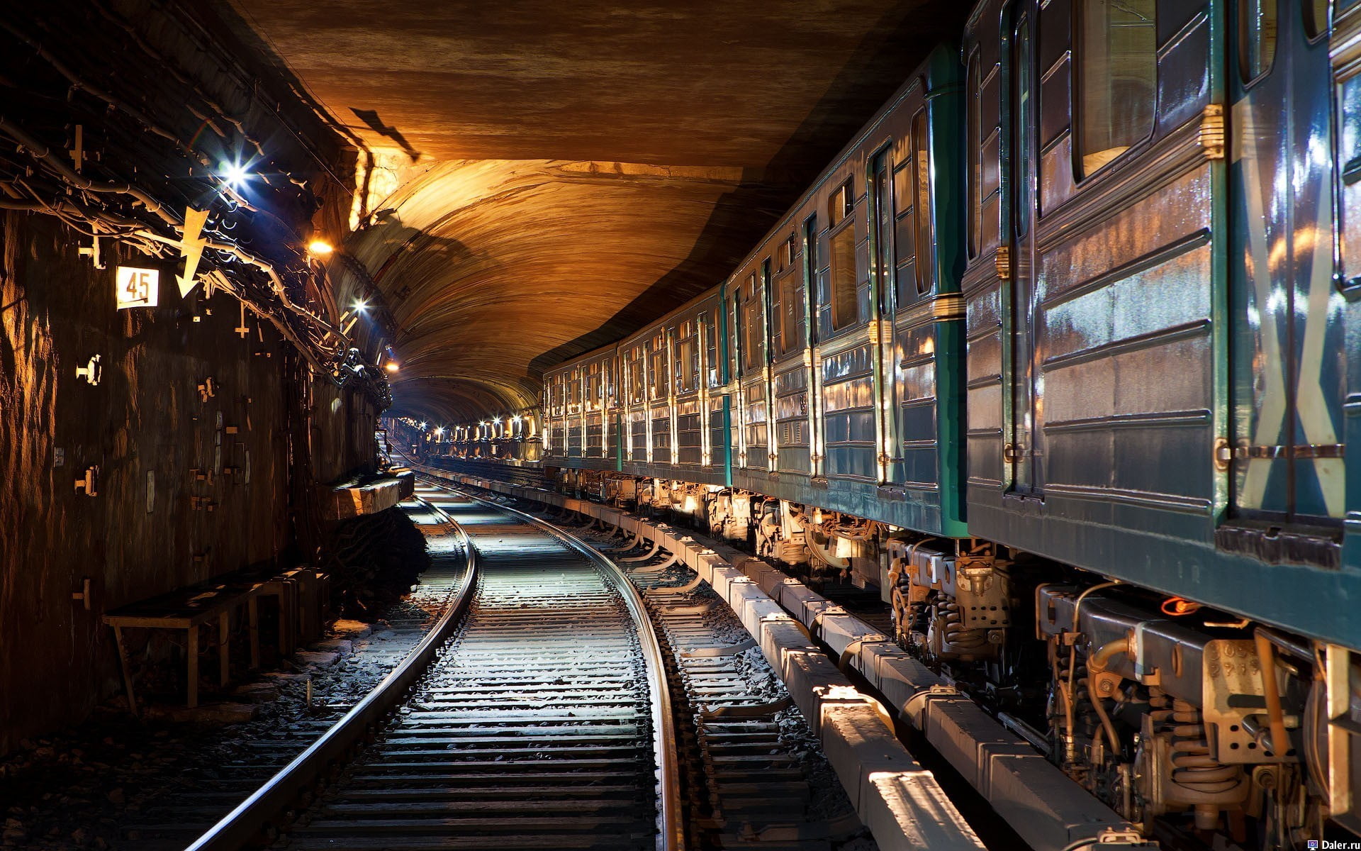 public transportation, transportation, indoors, 1080P, ceiling, track, train, underground, train - vehicle, mode of transportation, brown, railroad track, HD Wallpaper