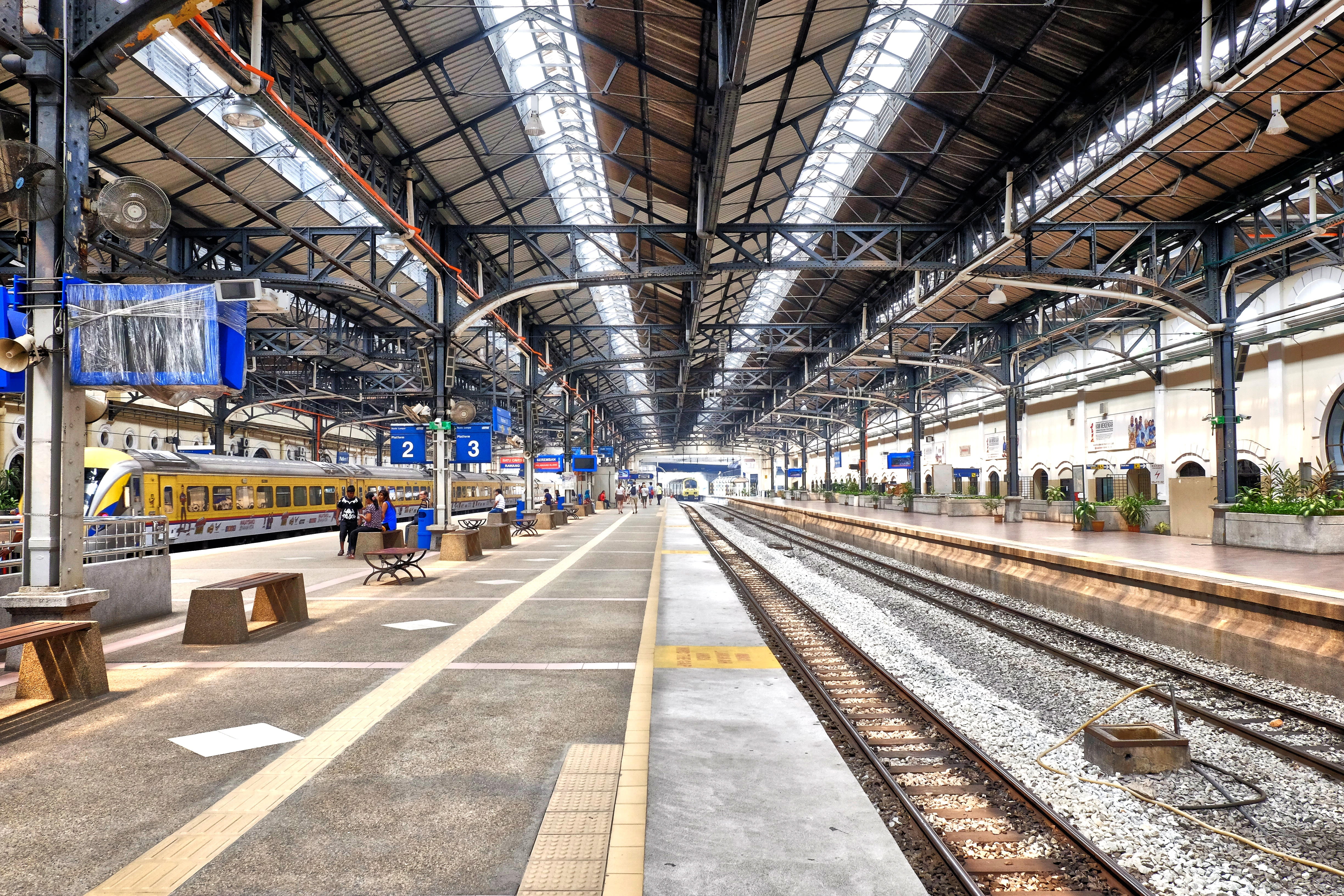 railroad station platform, terminal, industry, no people, outdoors, architecture, train, railway, built structure, rail transportation, railroad track, HD Wallpaper