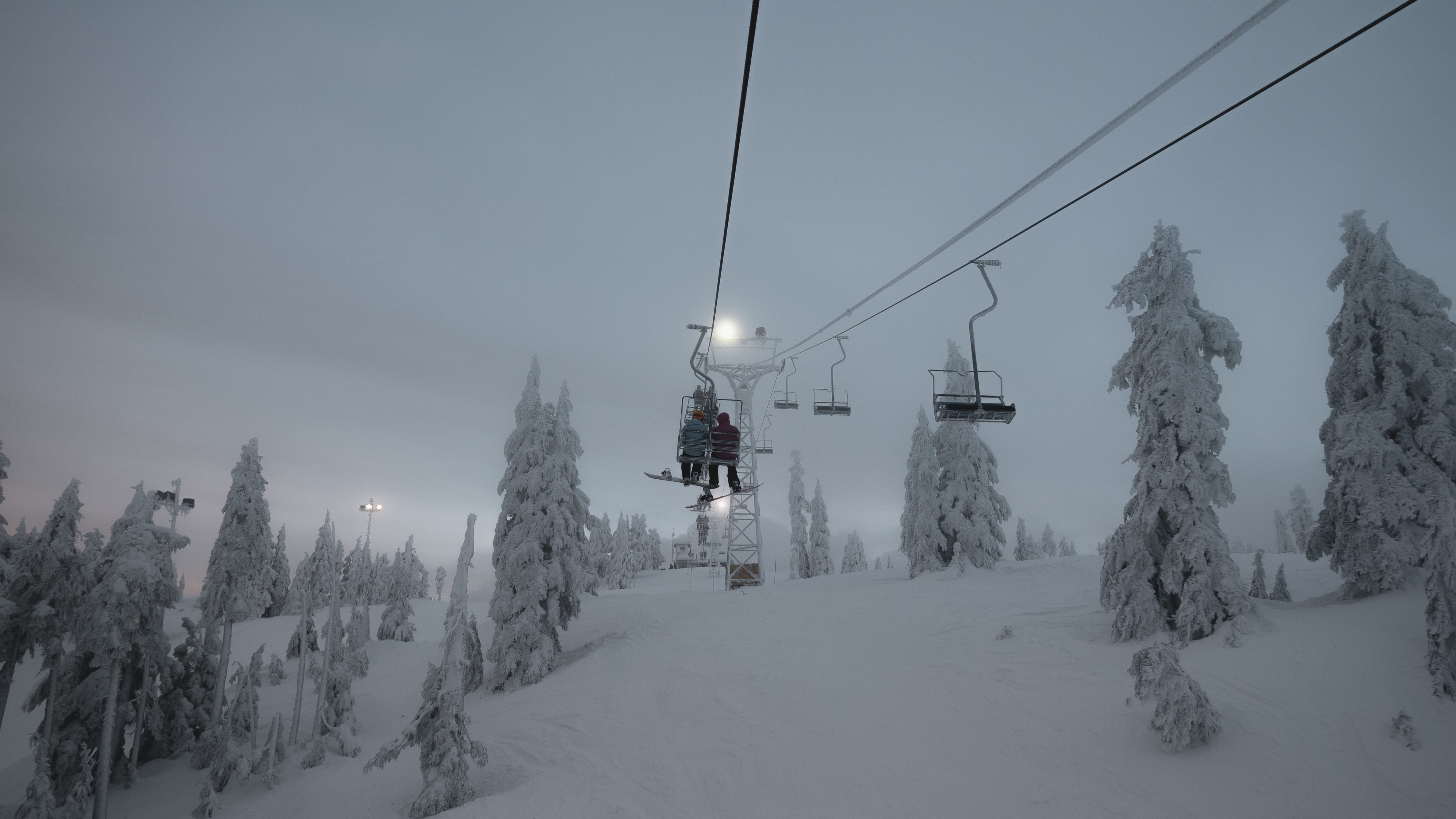 snowcapped mountain, transportation, plant, cable car, person, fir, cable, slope, scenics - nature, environment, sunset, no people, travel, nature, snowboarding, HD Wallpaper