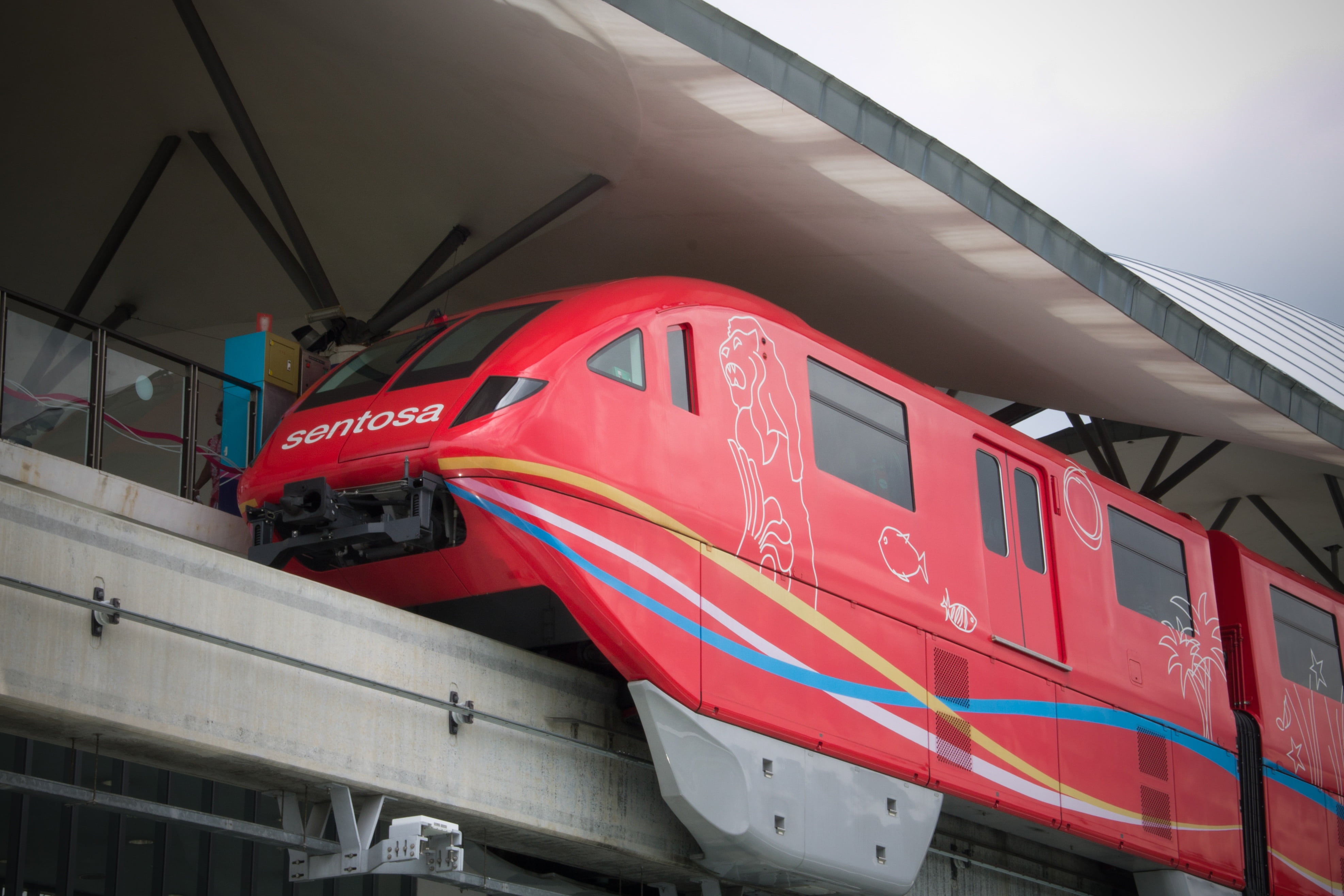 transportation, red, rail, power, text, metro, monorail, mono, rail transportation, asia, architecture, city, tourism, nature, urban, island, train, electric, HD Wallpaper