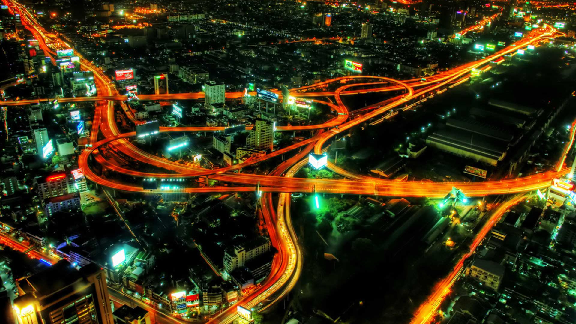 technology, traffic, long exposure, architecture, network, glowing, travel destinations, light, office building exterior, highway, travel, connection, high angle view, HD Wallpaper