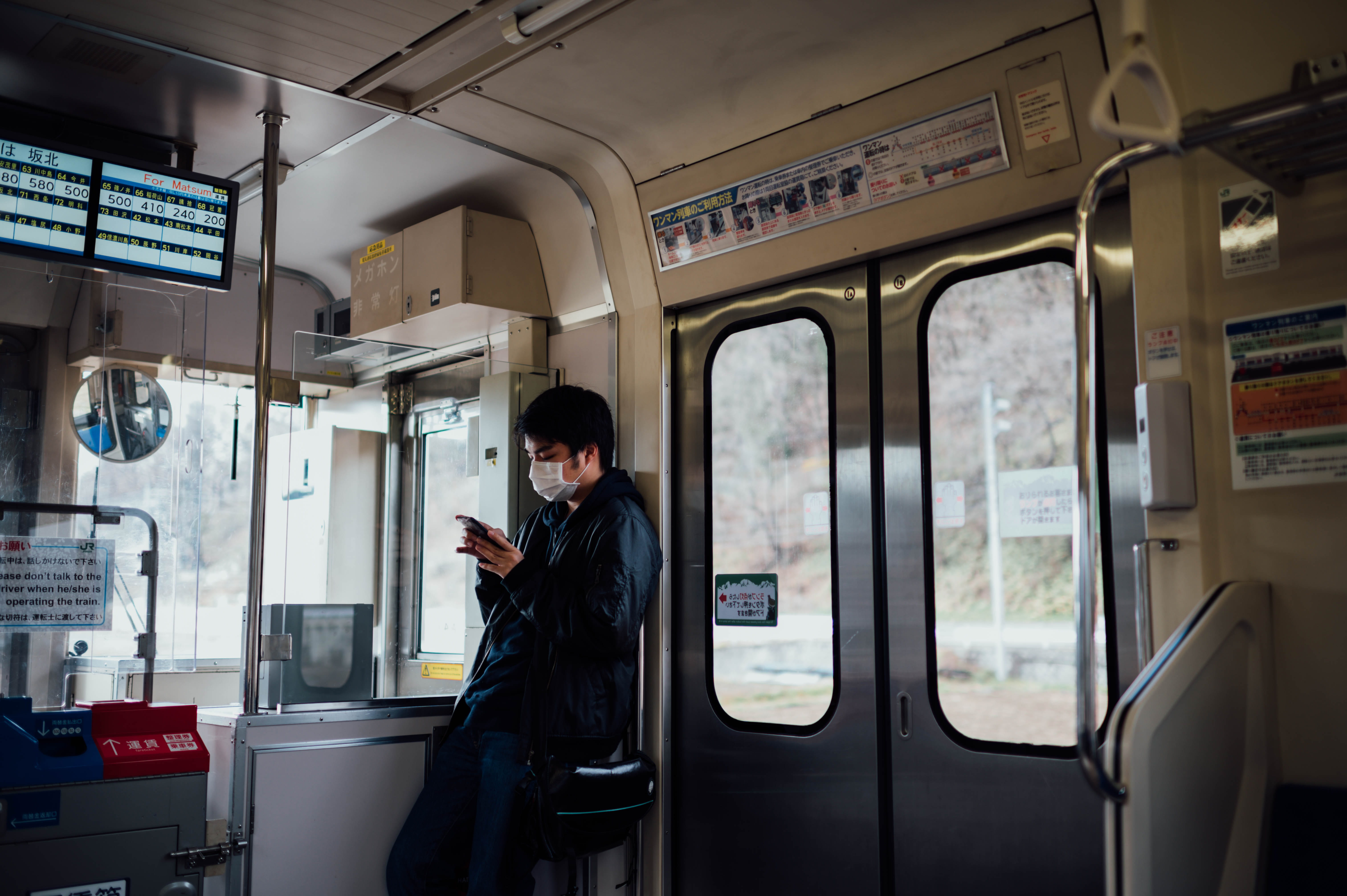 technology, leans, man, real people, near, overcoat, bus, outdoors, coat, communication, public transportation, person, long sleeve, mode of transportation, HD Wallpaper