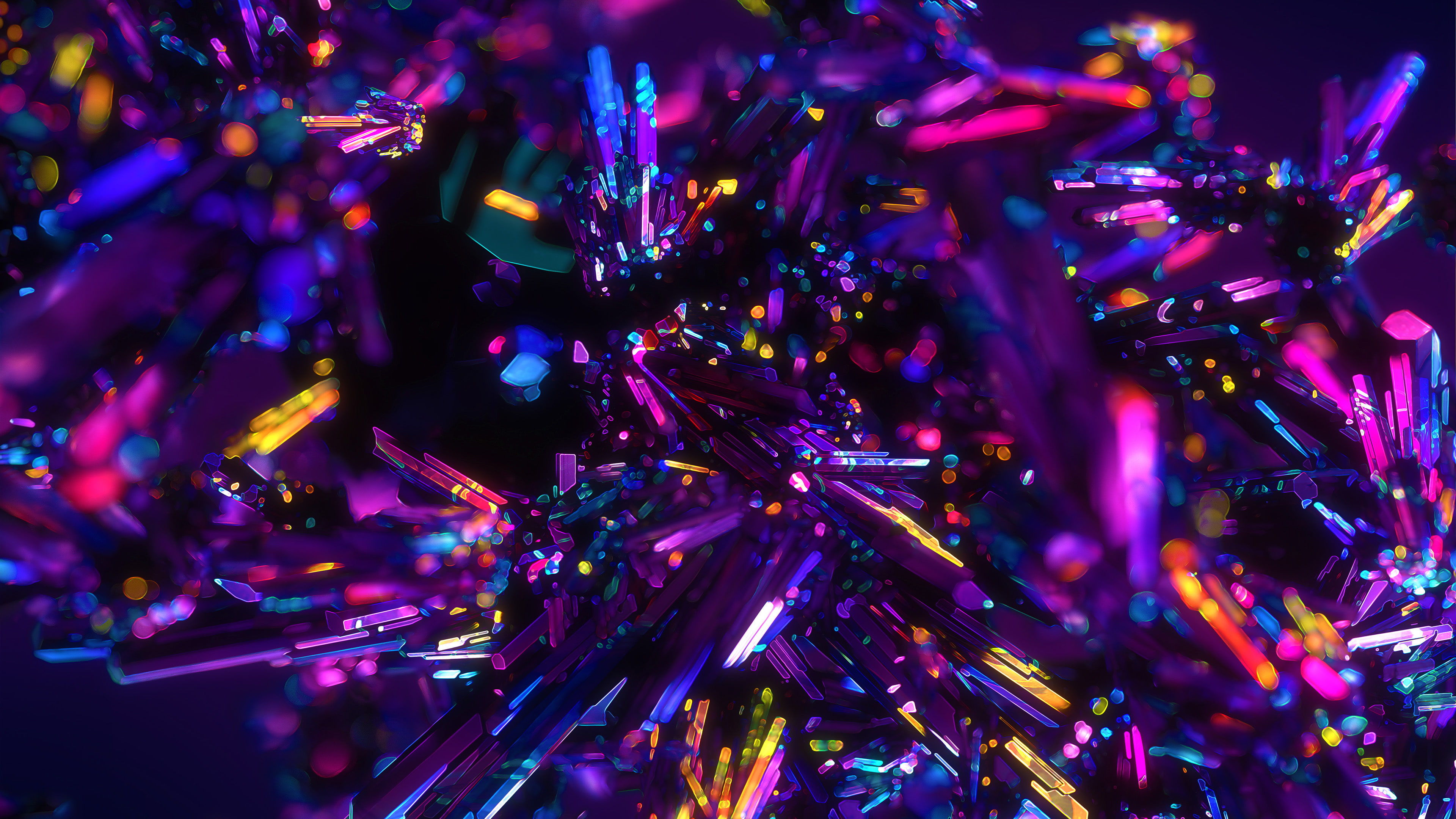 k, indoors, christmas, close-up, beauty in nature, Crystals, 4K, nature, Colorful, no people, lighting equipment, focus on foreground, abstract, decoration, HD Wallpaper