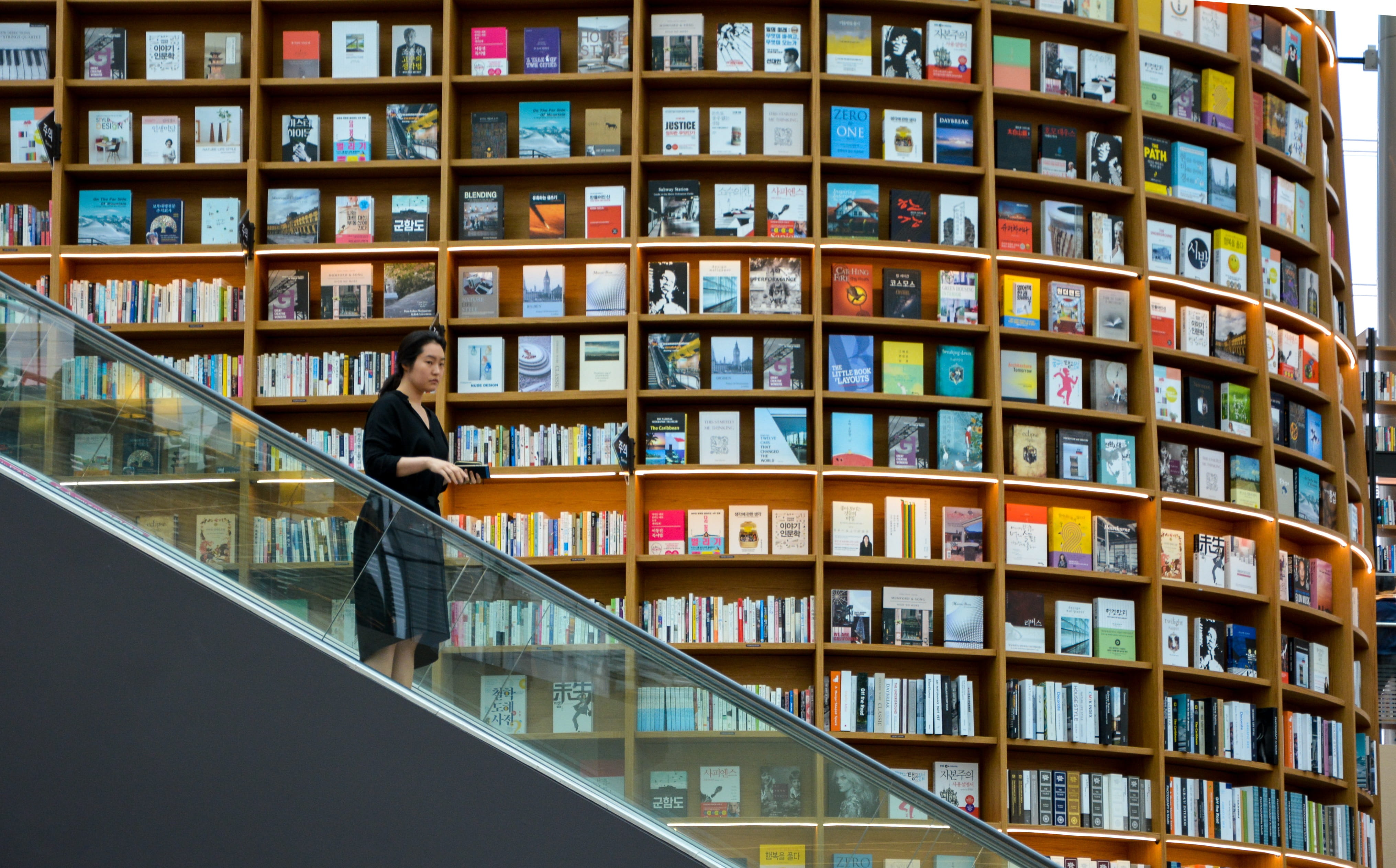 publication, education, abundance, lifestyles, young adult, shelf, bookshelf, day, 4K, adult, architecture, reading, seoul, standing, knowledge, books, HD Wallpaper