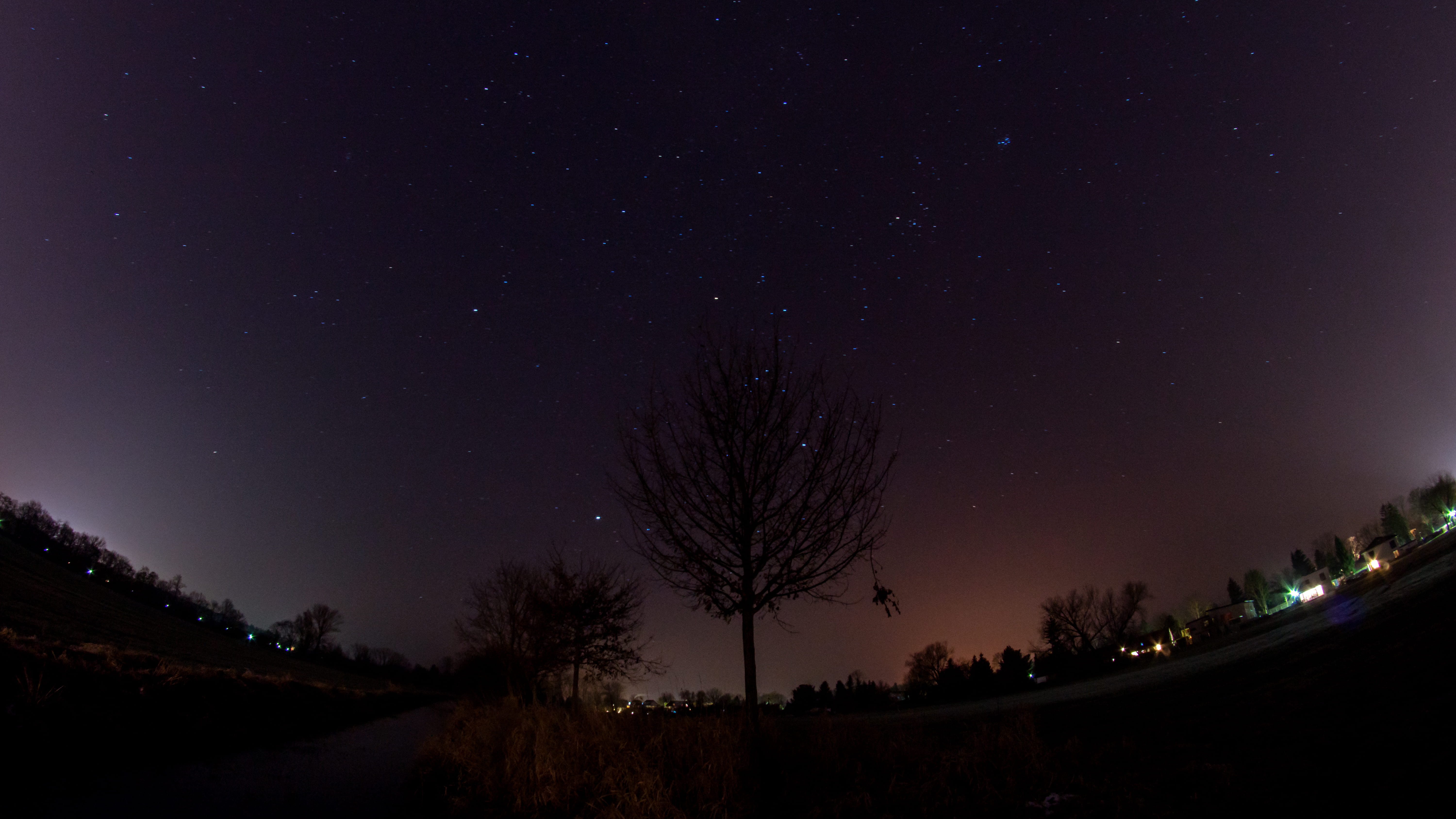 sunset, trees, star - space, beauty in nature, landscape, dark, plant, purple, tranquil scene, tree, sky, nighttime, space, galaxy, night, sunrise, no people, HD Wallpaper