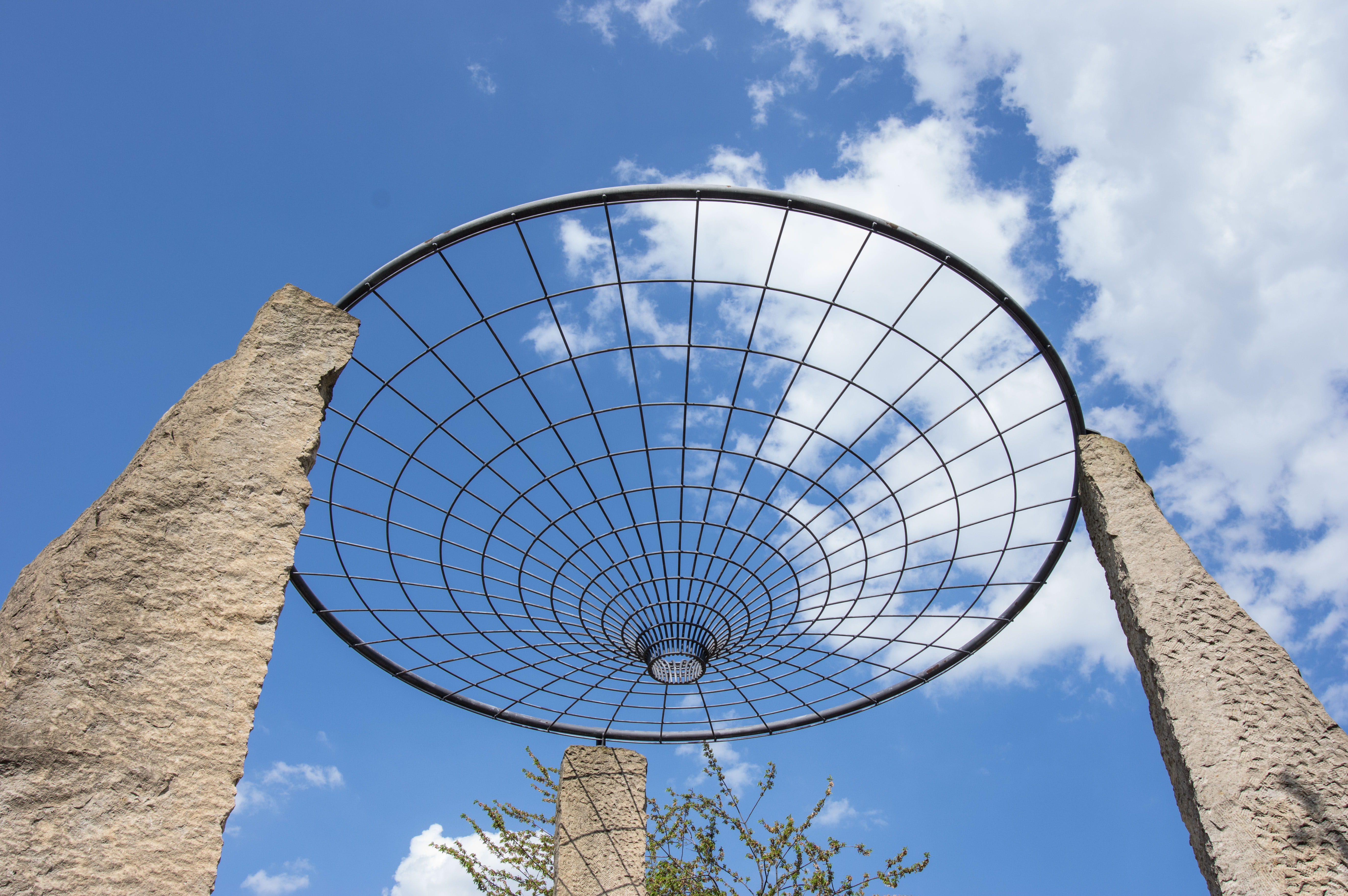 outdoors, low angle view, blue, blue sky, plant, sunlight, sunny, directly below, sky, berlin, clouds form, buga, grid, day, geometric shape, britz garden, HD Wallpaper