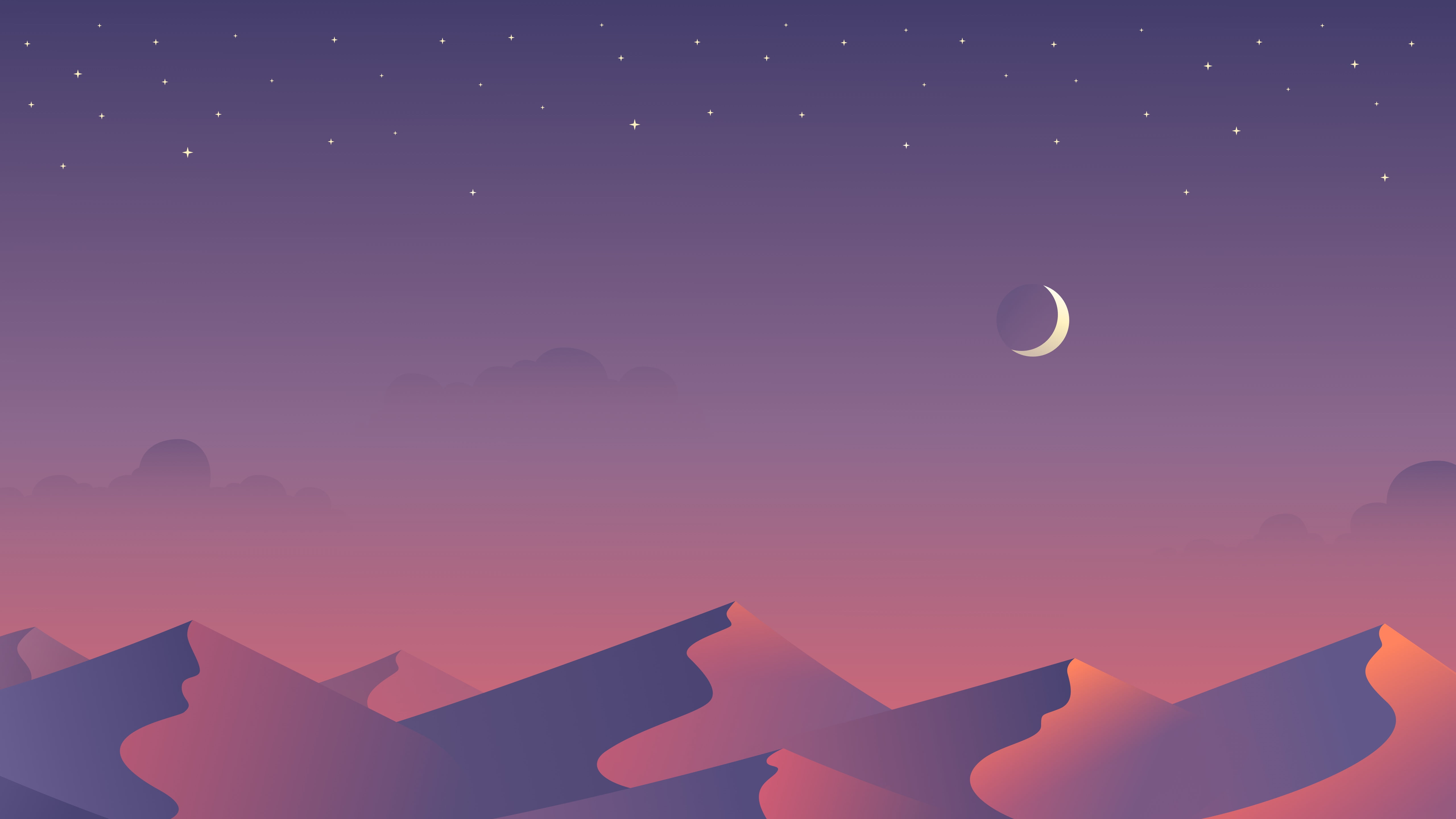 smoky, mount, 5K, sky, sunset, the sky, the moon, clouds, stars, mountain, smoky sky, mounts, cloud, purple, a month, mountains, lilac, star, moon, month, HD Wallpaper