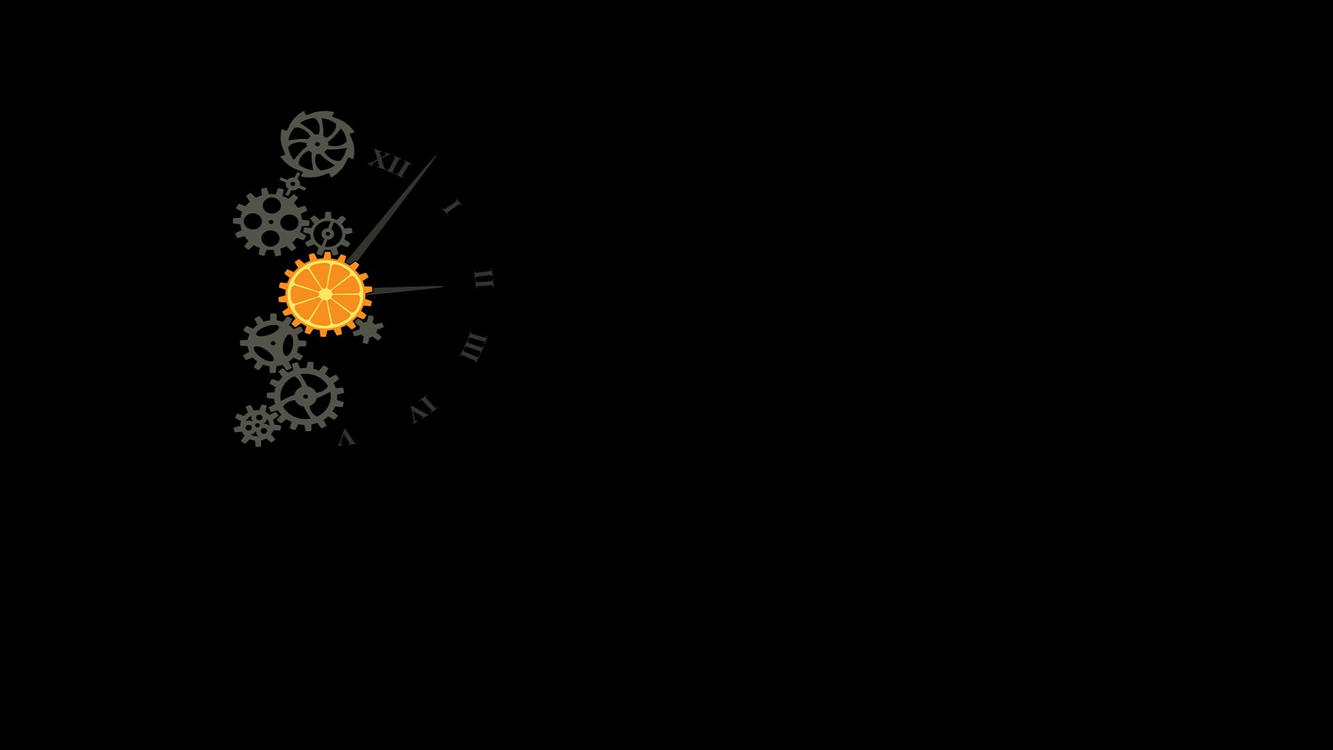 gears, no people, yellow, pollen, petal, illustration, vulnerability, movies, studio shot, nature, beauty in nature, inflorescence, black background, A Clockwork Orange, HD Wallpaper