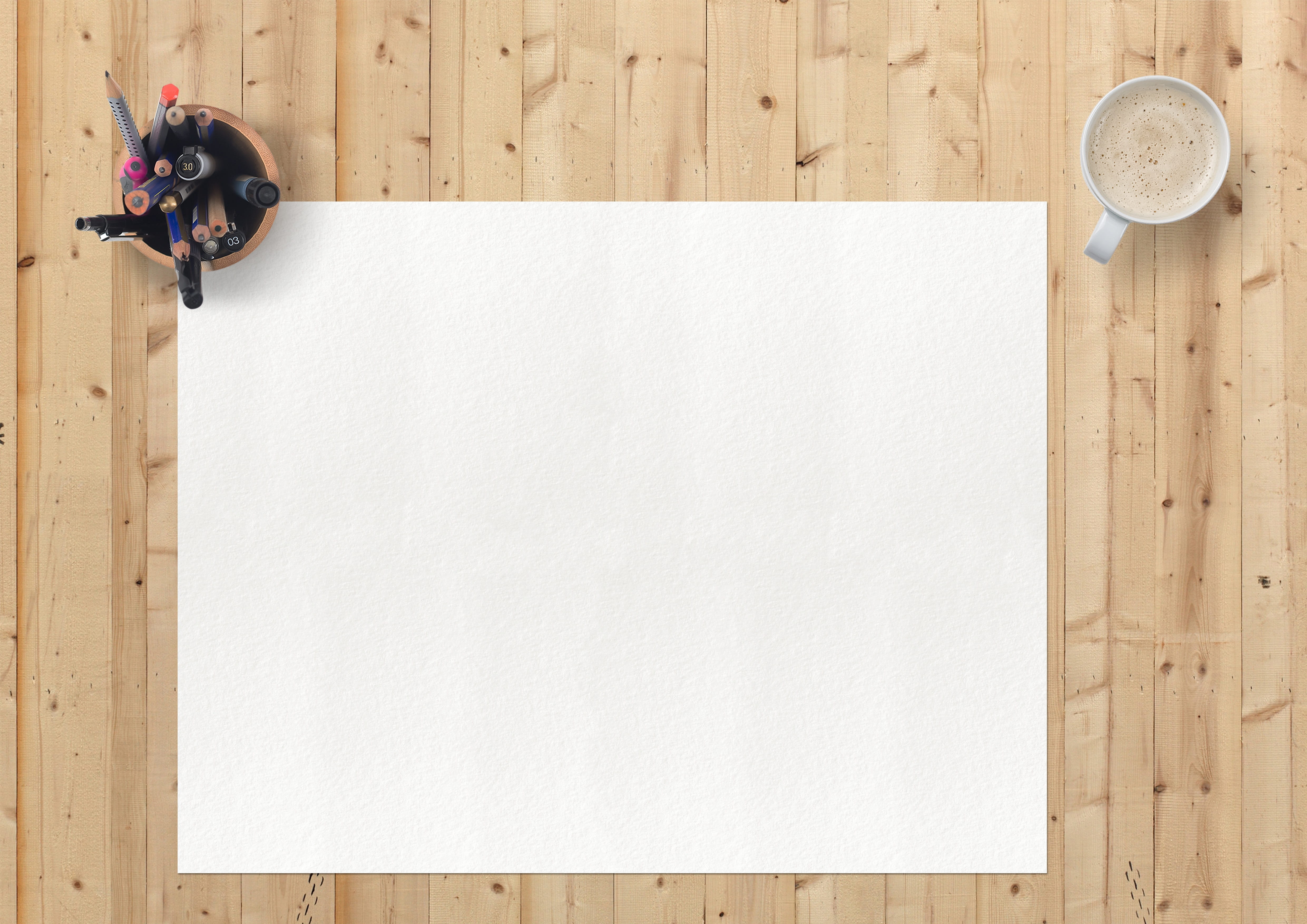 4K, pencils, white, empty, cup, technology, wooden, wood - material, blank, desk, indoors, directly above, still life, flatlay, no people, hanging, pens, HD Wallpaper