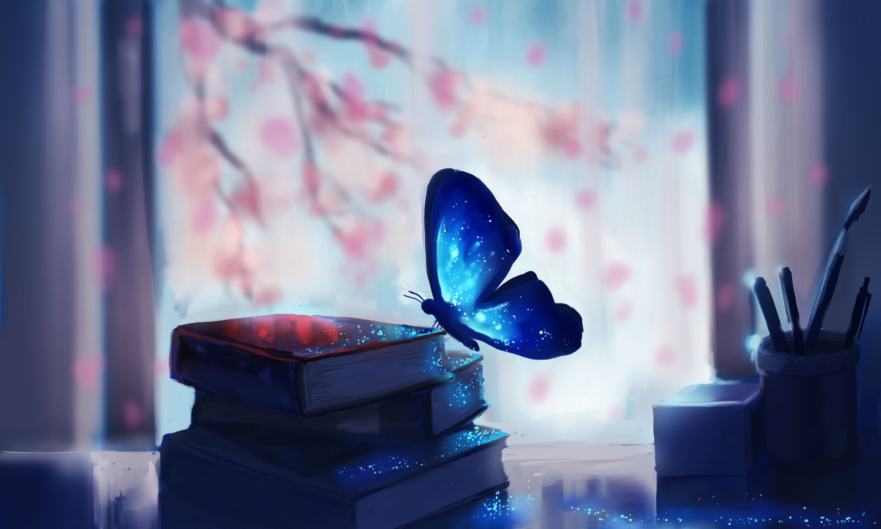 table, butterfly, Life Is Strange, books, 2K, HD Wallpaper