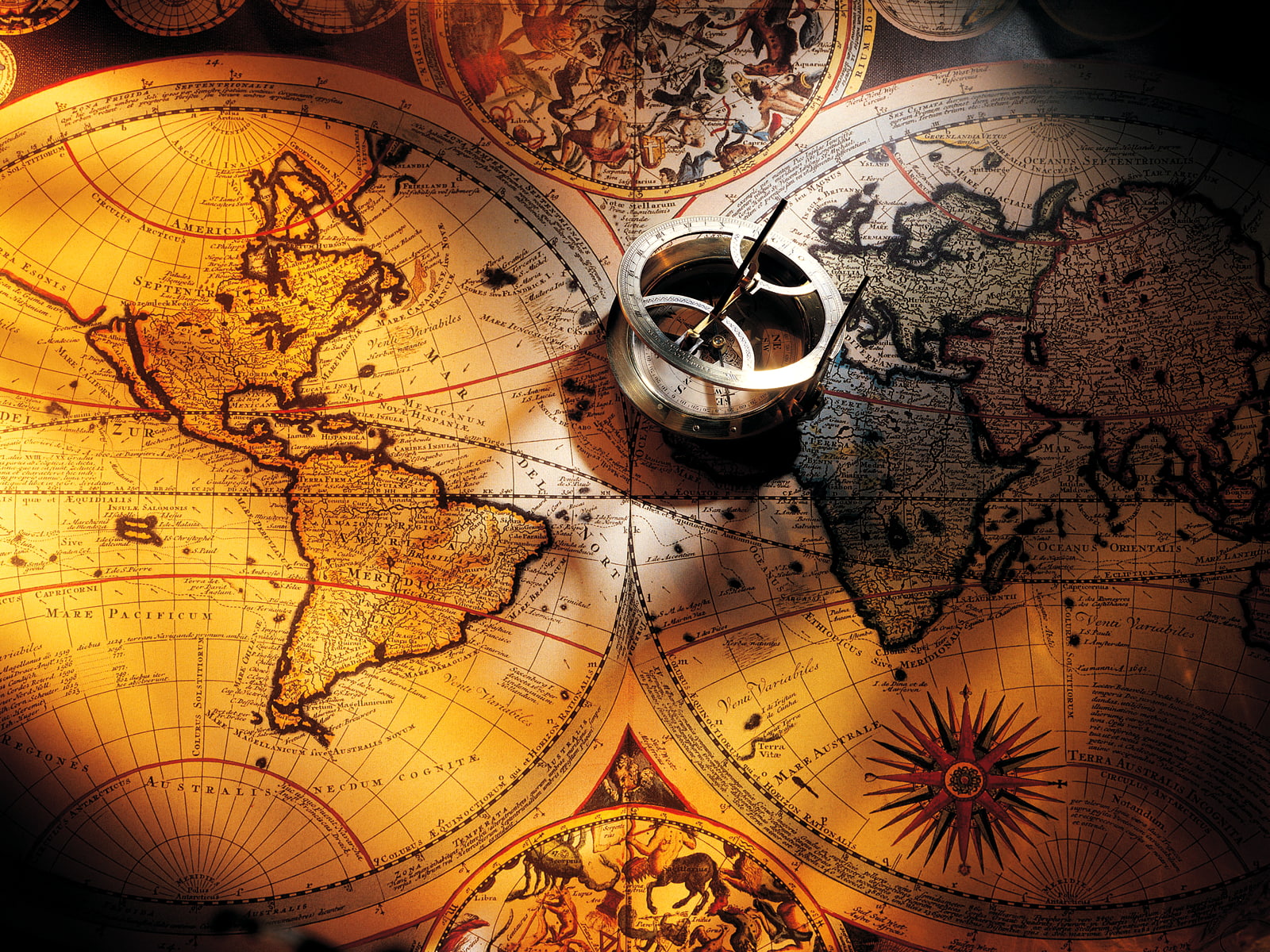 adventure, compass, map, treasure, rose, 720P, HD Wallpaper