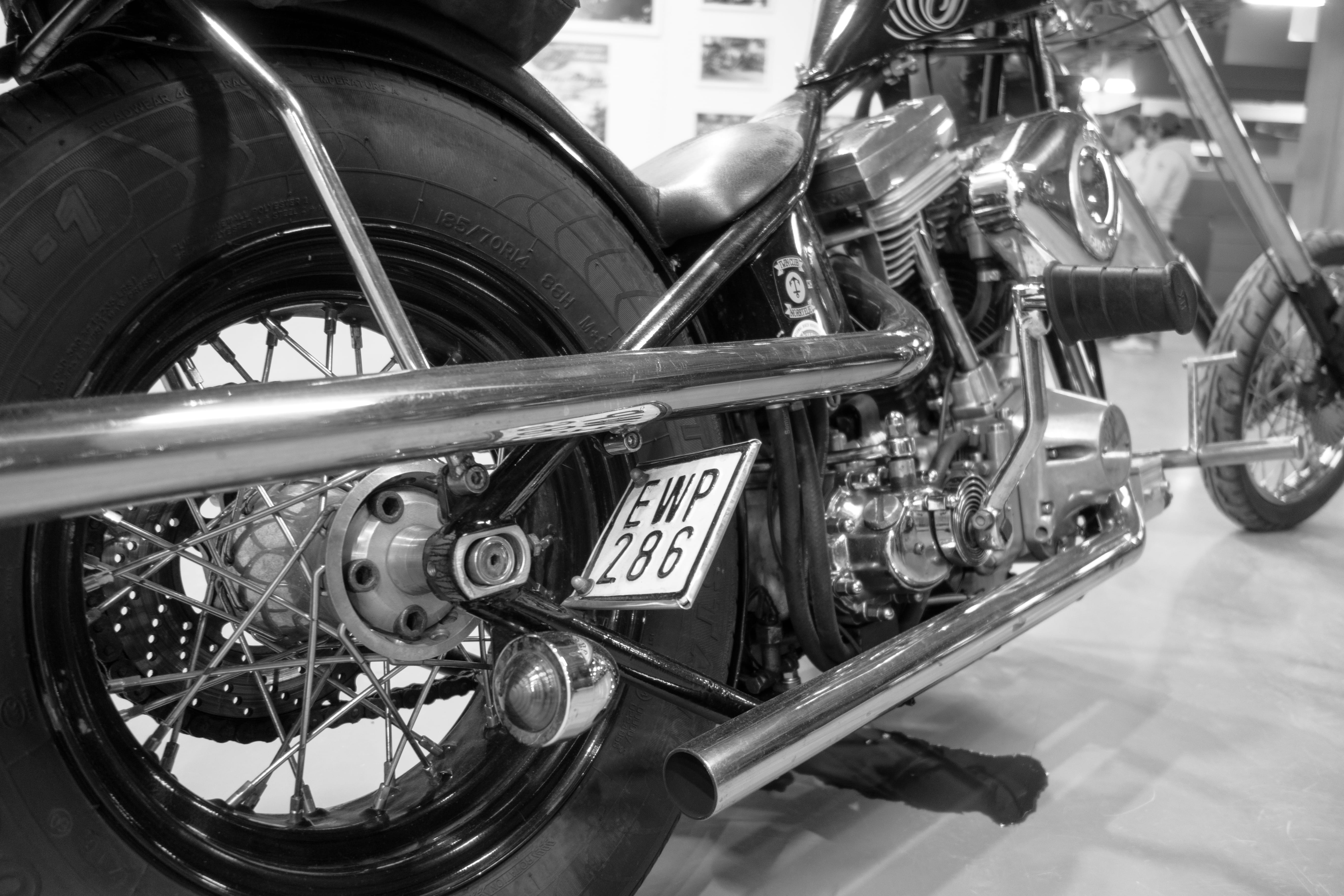 mc, stationary, engine, machine, car, person, exoust, city, wheelchair, chopper, travel, fair, no people, shopping, 5K, black, wheel, human, land vehicle, HD Wallpaper