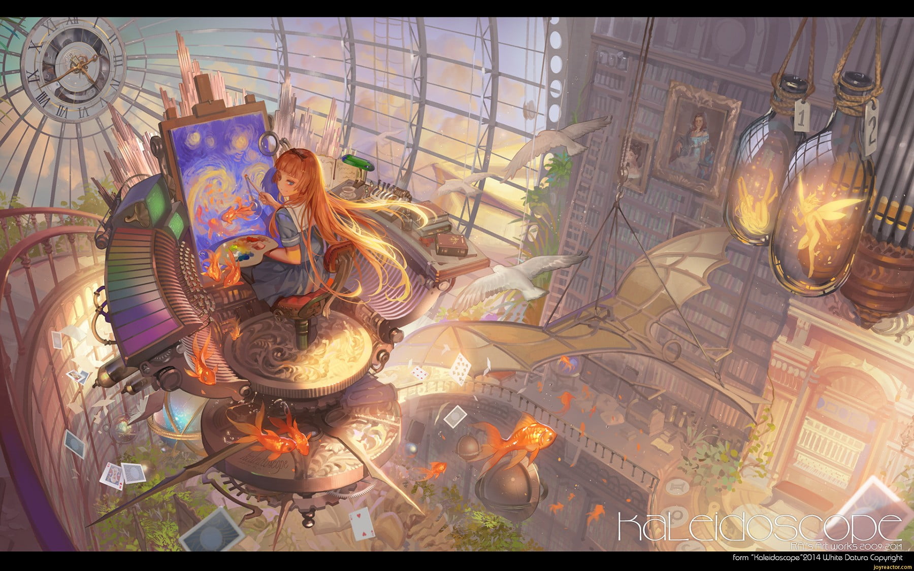 representation, religion, original characters, painting, clocks, fairies, anime girls, glass, auto post production filter, glass - material, playing cards, HD Wallpaper
