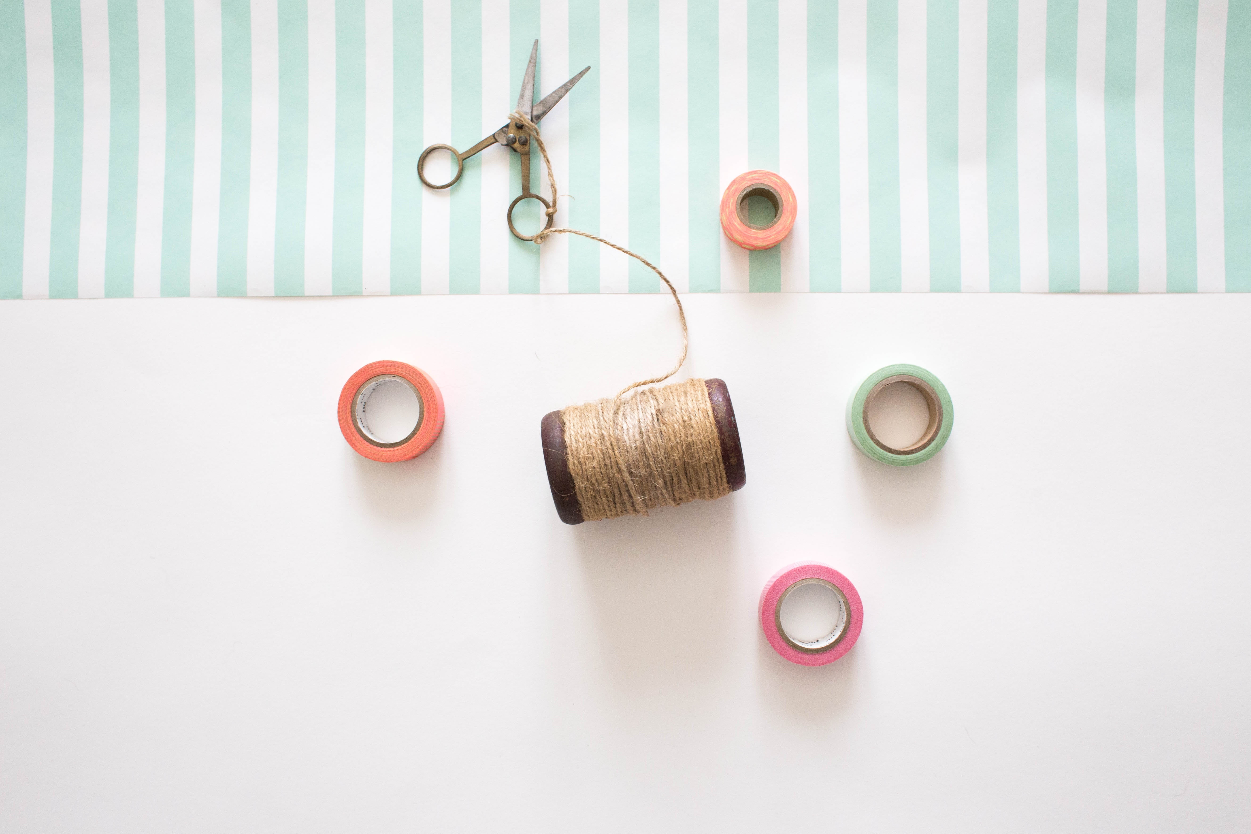 thread, drink, striped, scissor, sewing, indoors, threads, studio shot, accuracy, material, fashion, cotton, table, 5K, clothing, group of objects, tailor, HD Wallpaper