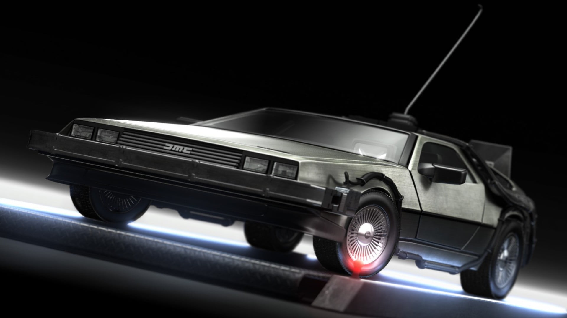 mode of transportation, dmc, close-up, science fiction, movies, Back to the Future, car, 1080P, transportation, luxury, no people, black background, vintage car, HD Wallpaper