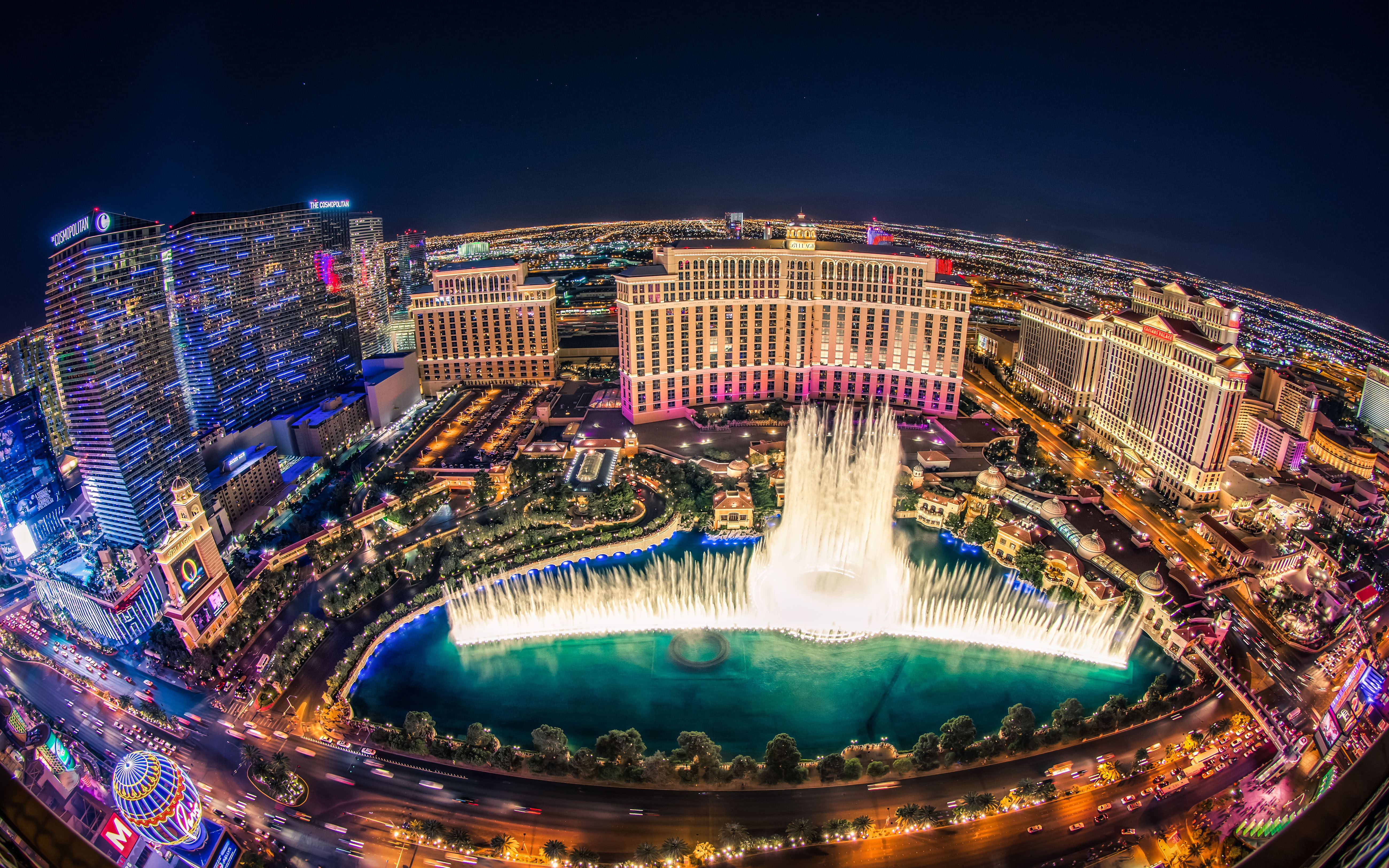 city, world, america, nevada, vegas, hd, fountain, desktop, usa, north, las, bellagio, landscape, building, 5K, night, casino, HD Wallpaper
