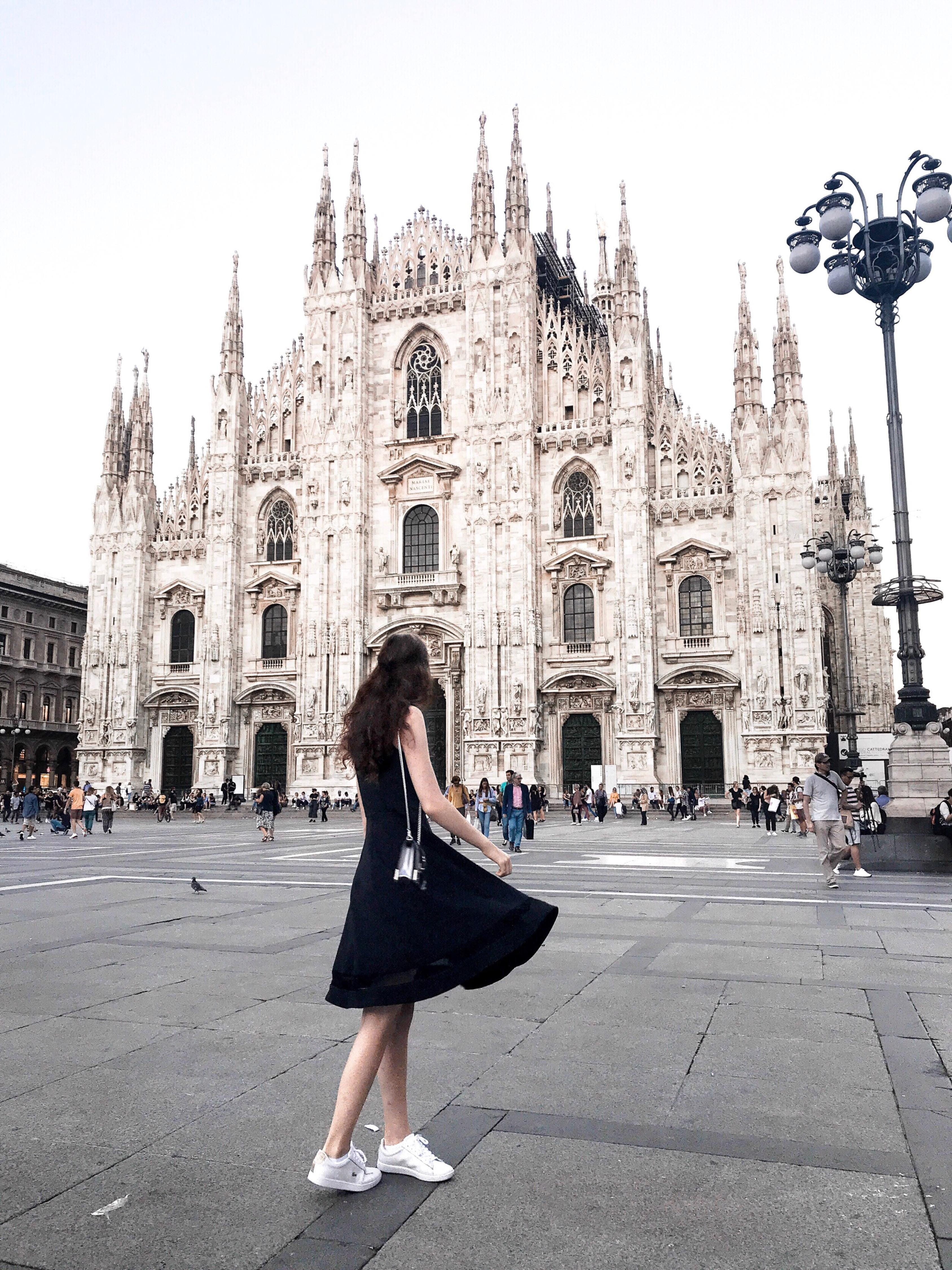 building, full length, one person, hairstyle, city, tourism, outdoors, place of worship, milano, architecture, real people, street, spirituality, italy, Phone HD Wallpaper