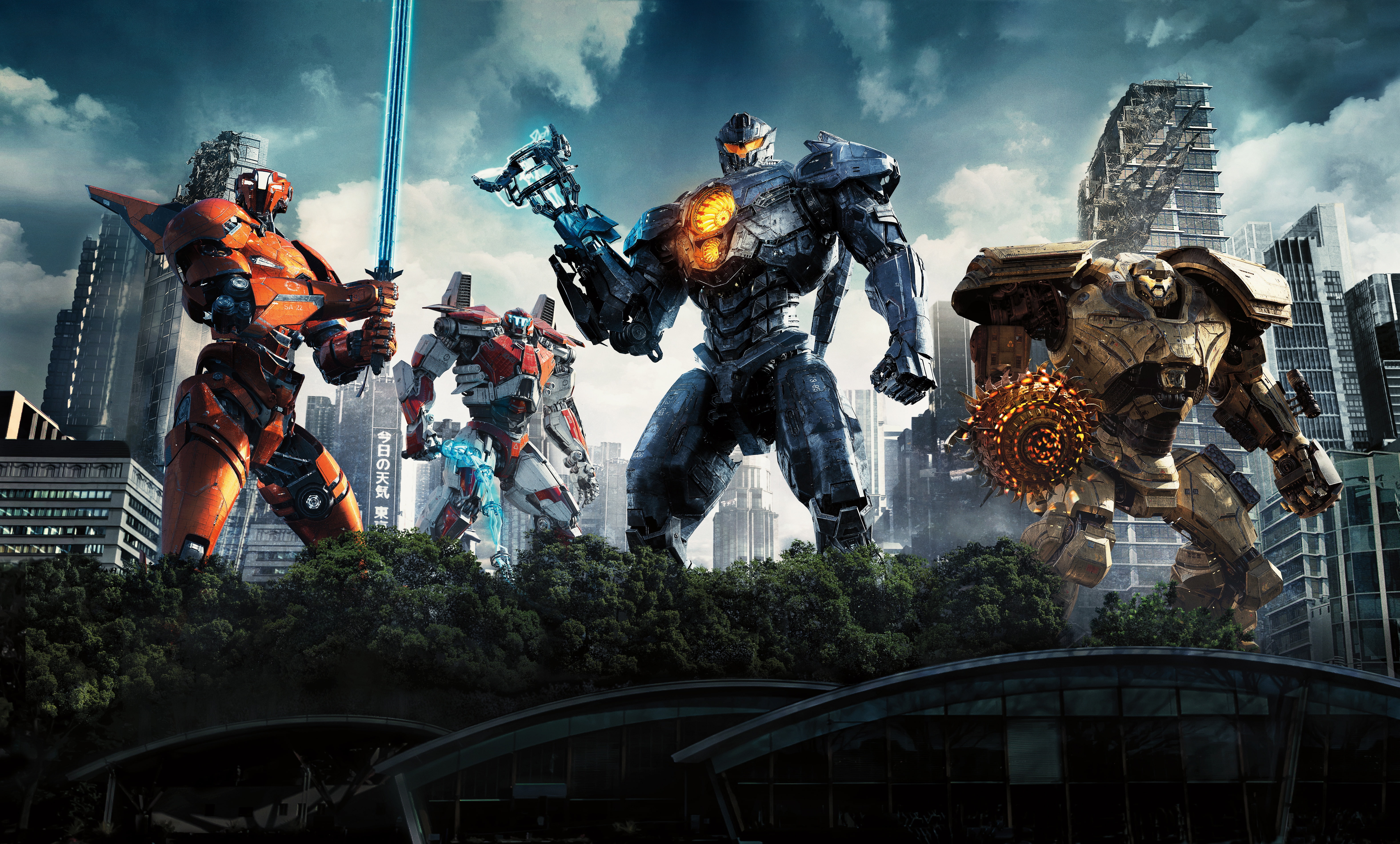 Legendary Pictures, Robots, PRU, 5K, Mori, FIlm, Pacific Rim 2, Action, Warriors, Jules, Rinko Kikuchi, 2018, Soldiers, Burn Gorman, Warner Bros. Pictures, HD Wallpaper