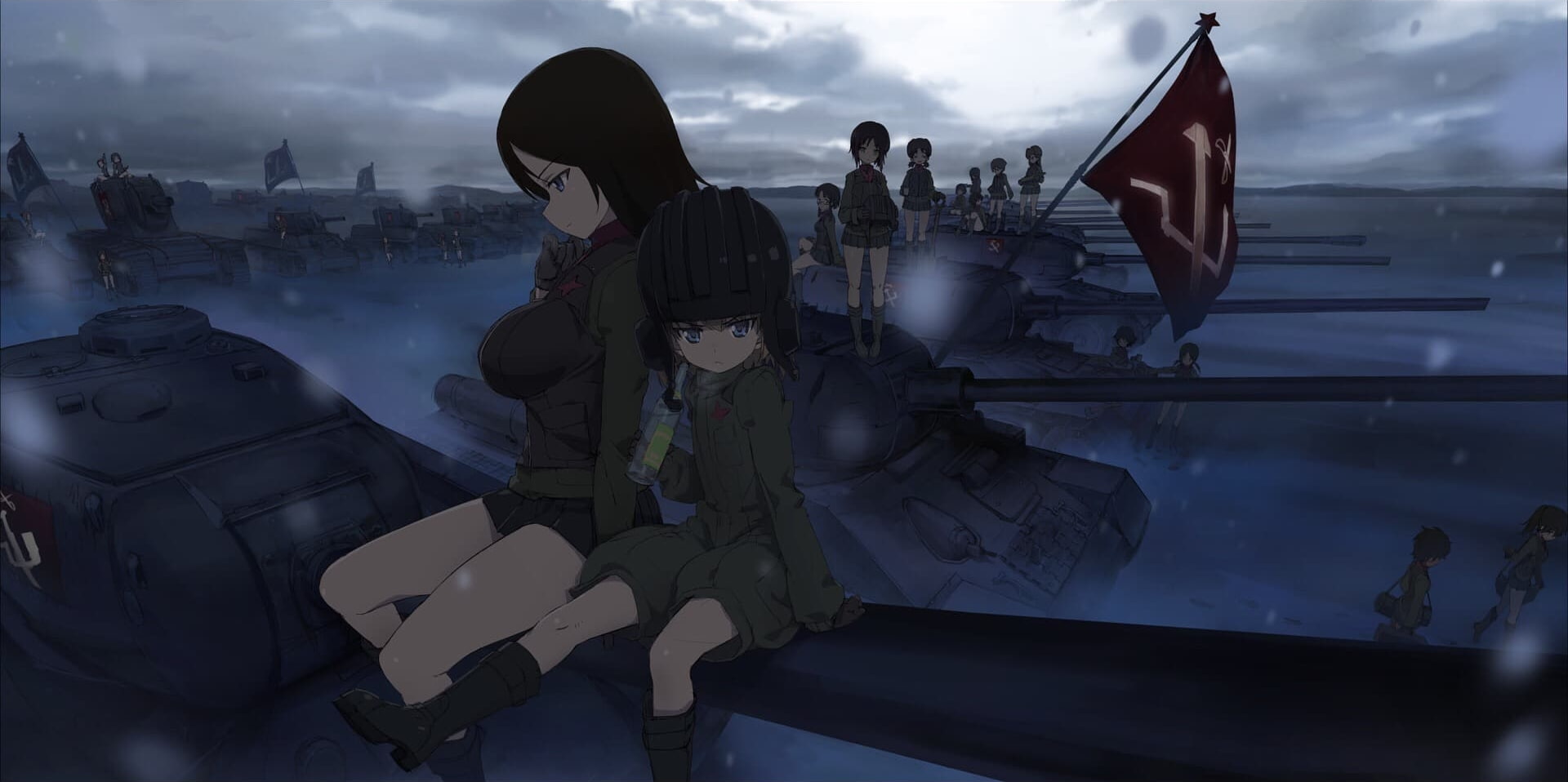 tank, cloud - sky, men, armed forces, people, navy, T-34, adult, transportation, group of people, travel, military, Katyusha (Girls und Panzer), day, women, HD Wallpaper
