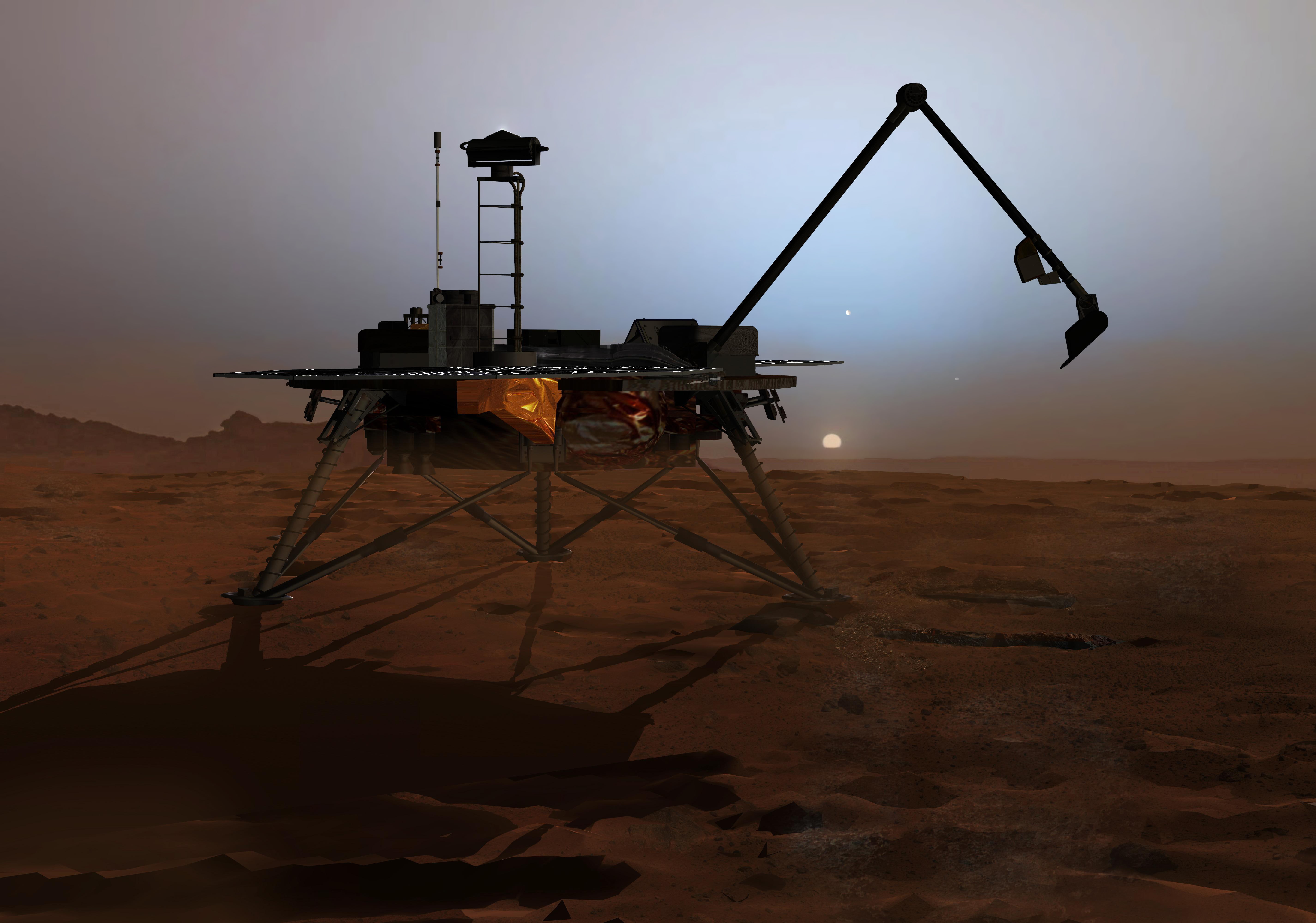5K, Deimos, Mars, Phoenix, Phobos, lander, The sun, HD Wallpaper