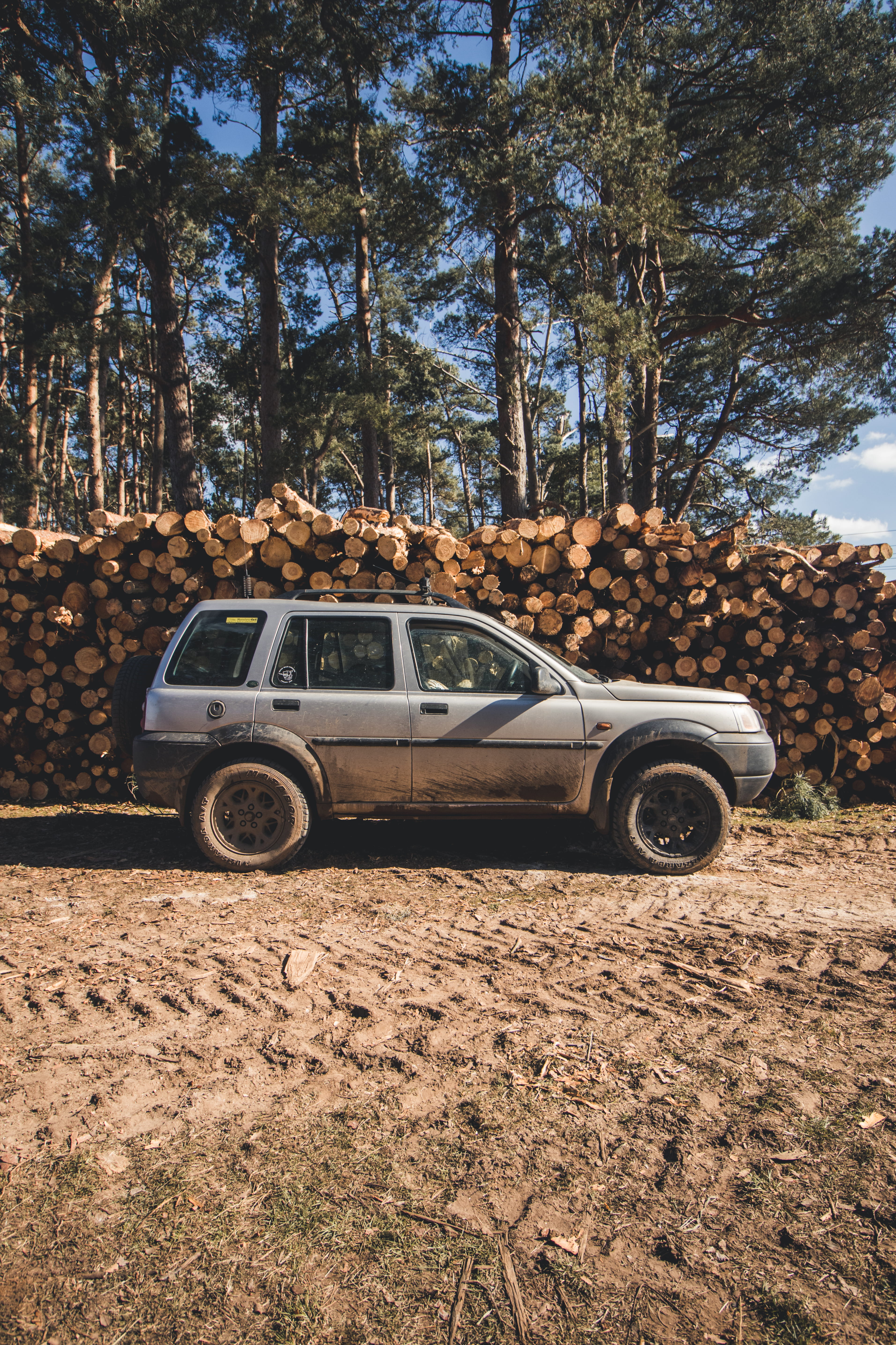 offroad, mode of transportation, land, pickup truck, machine, plant, spoke, car, rover, suv, day, truck, forest, sunlight, no people, lander, pile, automobile, Phone HD Wallpaper