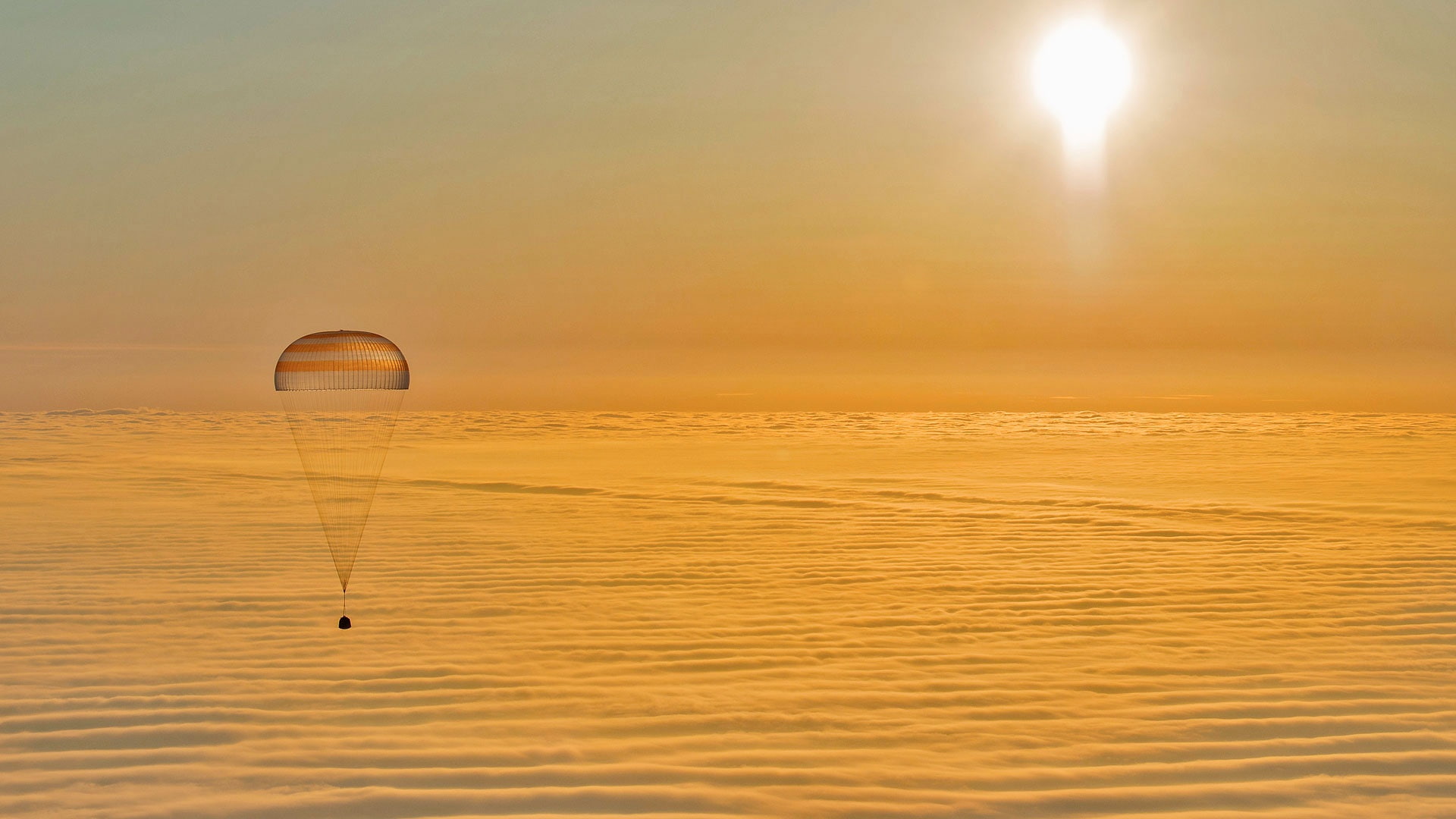 1080P, parachute, lander, Union, clouds, HD Wallpaper