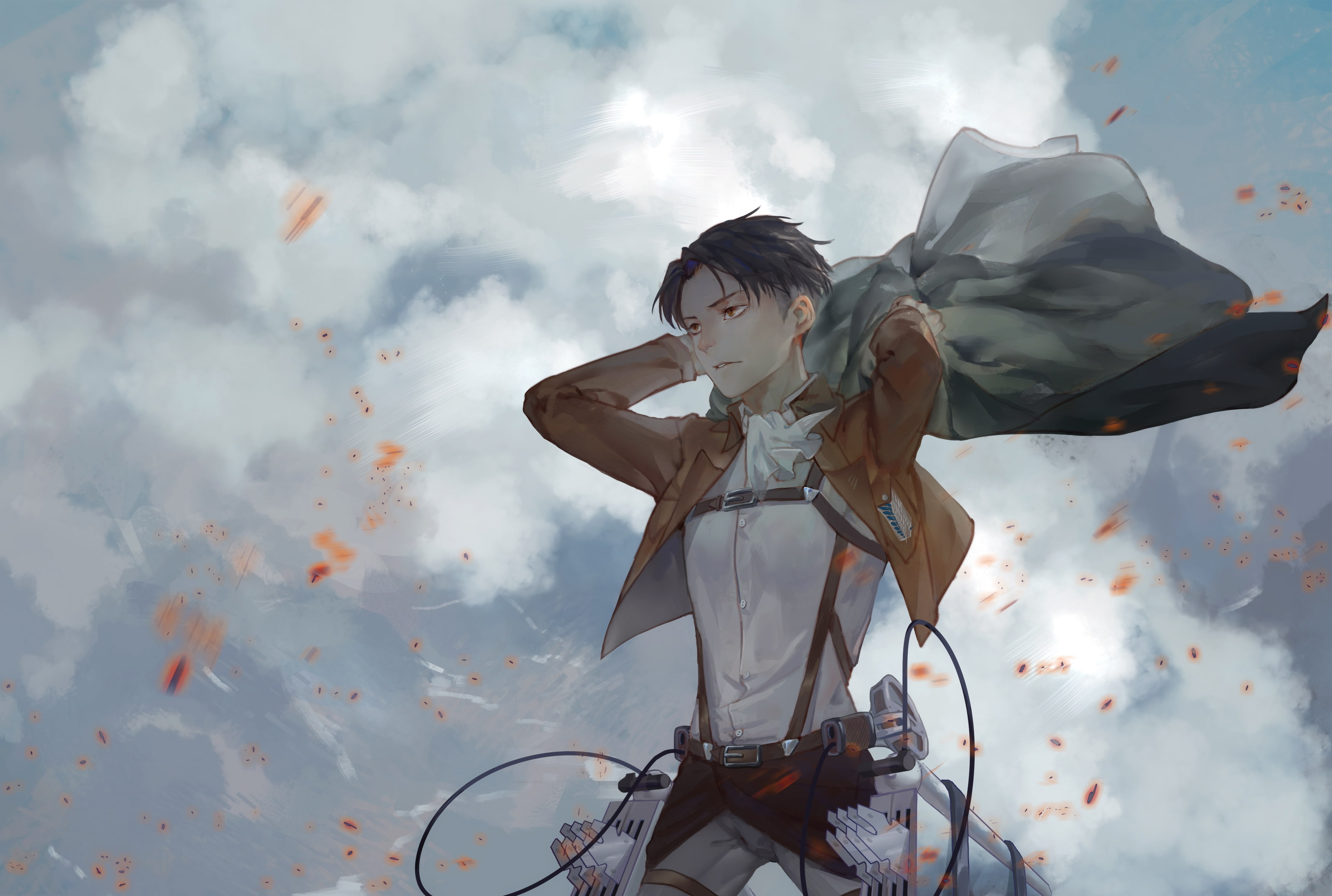 adult, nature, young adult, Anime, 2K, cape, leisure activity, shingeki no kyojin, motion, one person, waist up, three quarter length, beautiful woman, HD Wallpaper