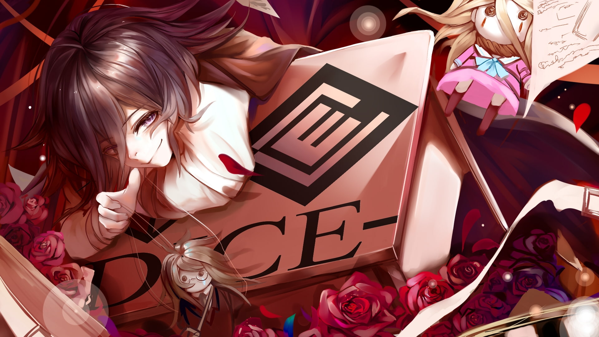 art and craft, close-up, smiling, one person, indoors, real people, text, young women, young adult, danganronpa v3, hairstyle, Anime, iruma miu, hair, portrait, HD Wallpaper