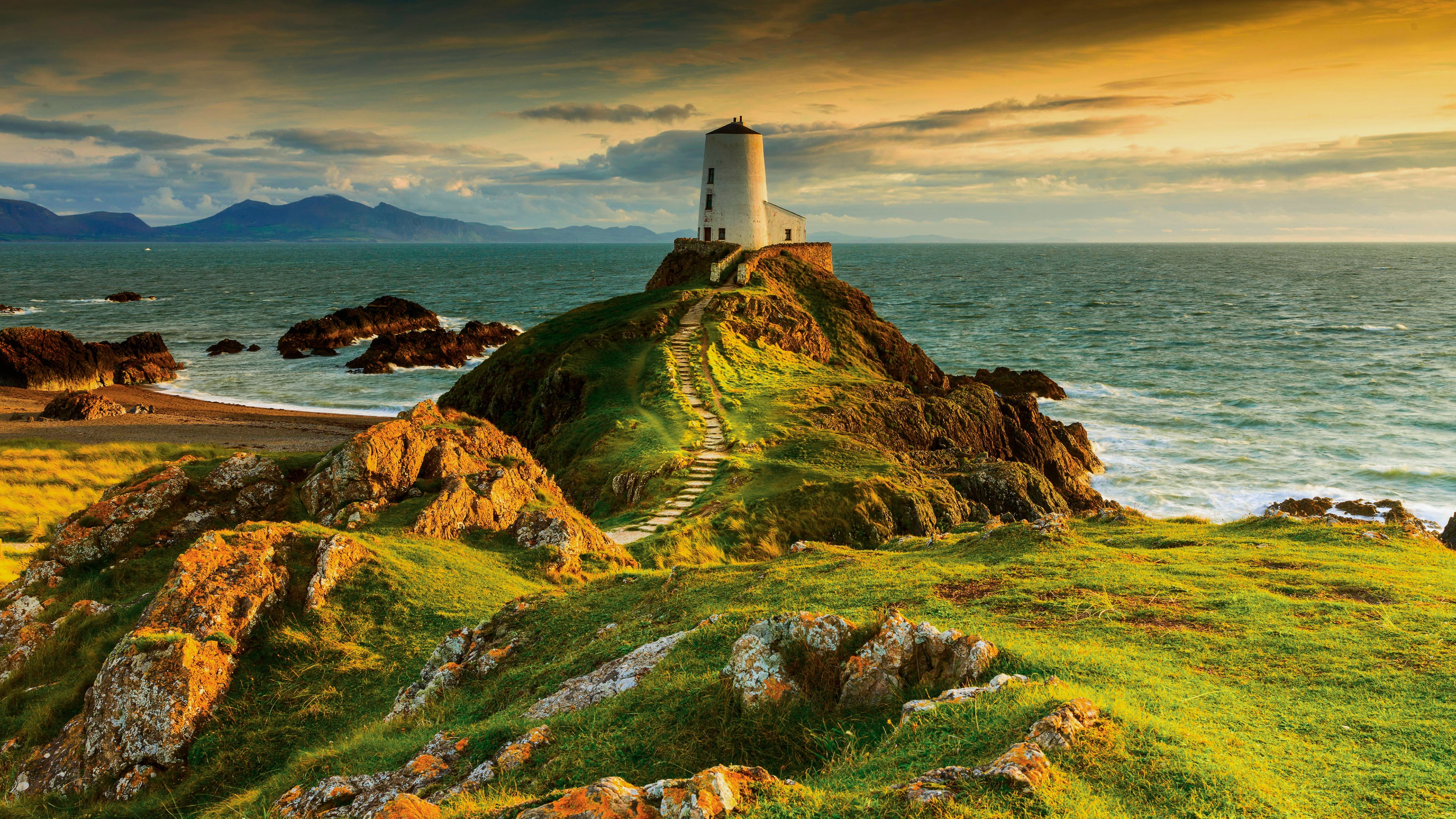 guidance, scenics - nature, united kingdom, anglesey, nature, land, 4K, cloud - sky, llanddwyn island lighthouse, sea, building exterior, sky, ynys llanddwyn, HD Wallpaper