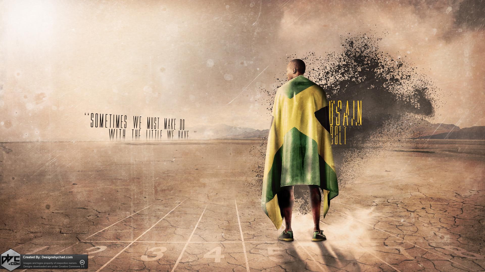 usain, poster, sports, bolt, flag, 1080P, man, HD Wallpaper