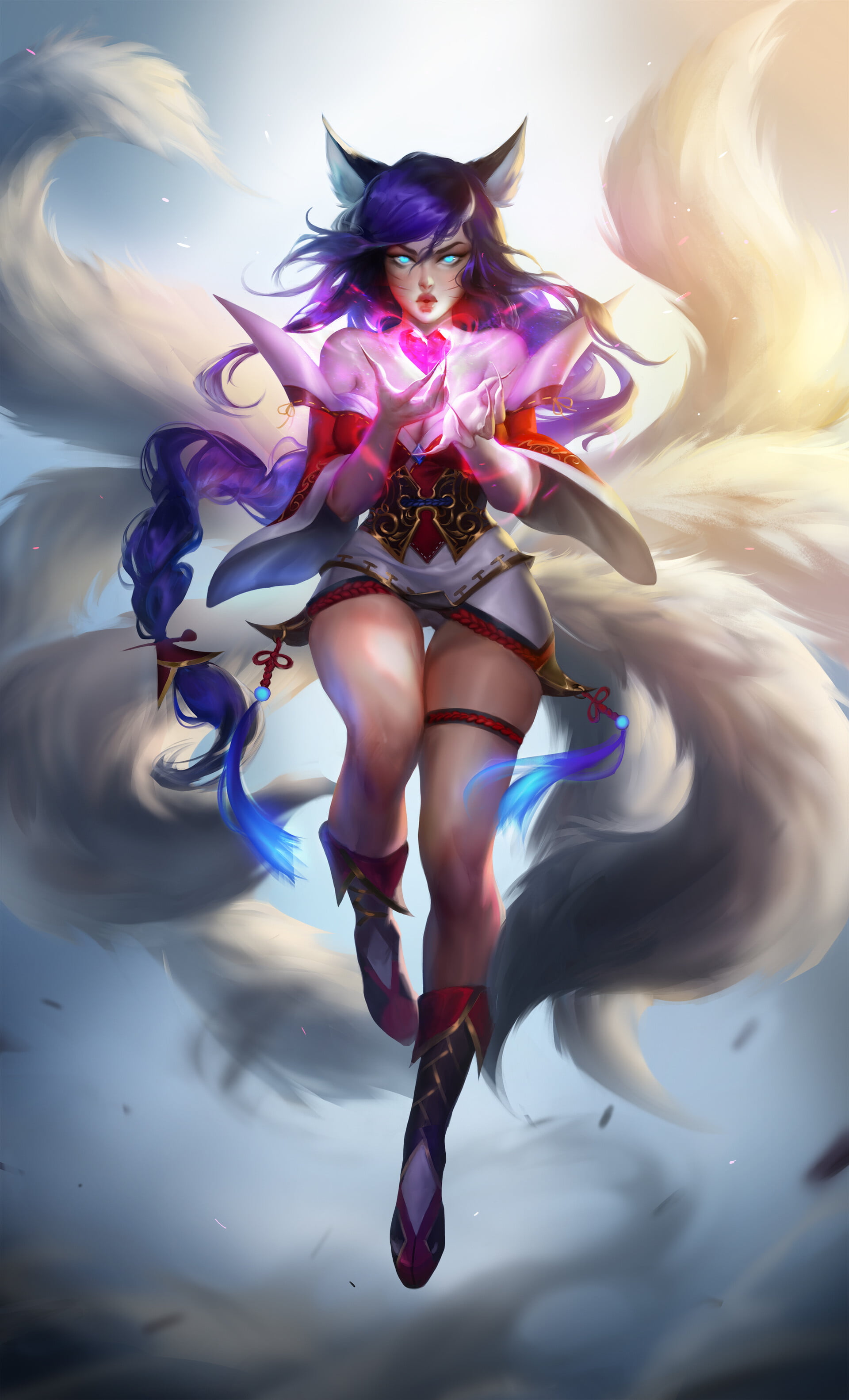 blue eyes, fictional characters, fictional character, digital art, bare shoulders, hair, vertical, video games, fan art, Darya Kozhemyakina, dark hair, Phone HD Wallpaper